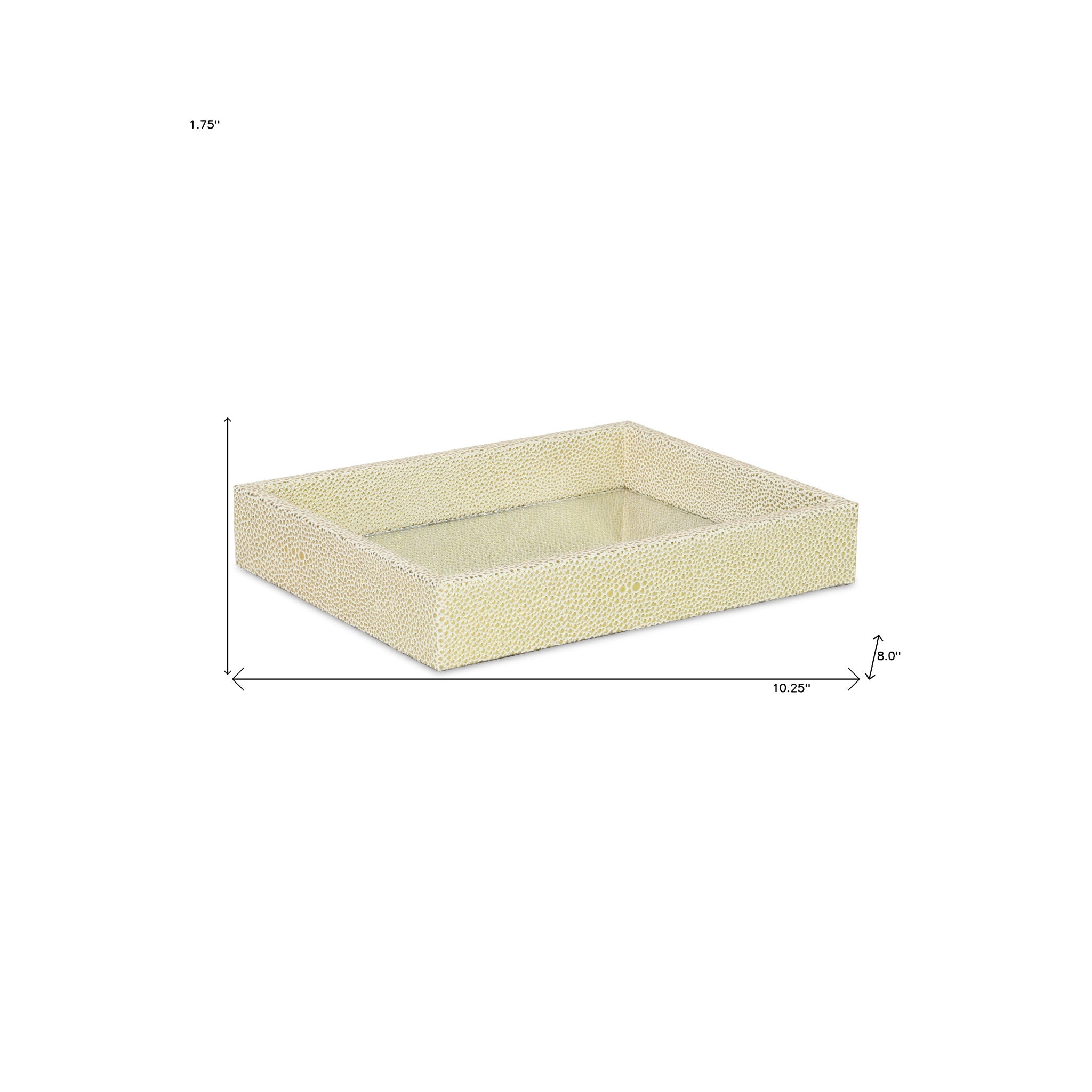 10" White and Gold Rectangular Wood Handmade Serving Tray-5