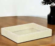 10" White and Gold Rectangular Wood Handmade Serving Tray-0