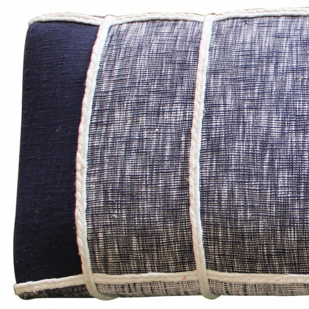 47" Blue And Gray Textural White Leg Upholstered Bench-Benches-DECOROLALA