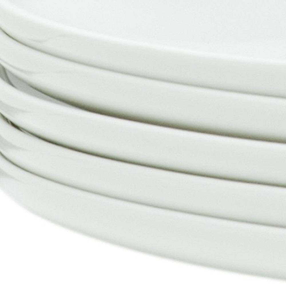 White Six Piece Round Coupe Porcelain Service For Six Dinner Plate Set-Dinnerware-DECOROLALA