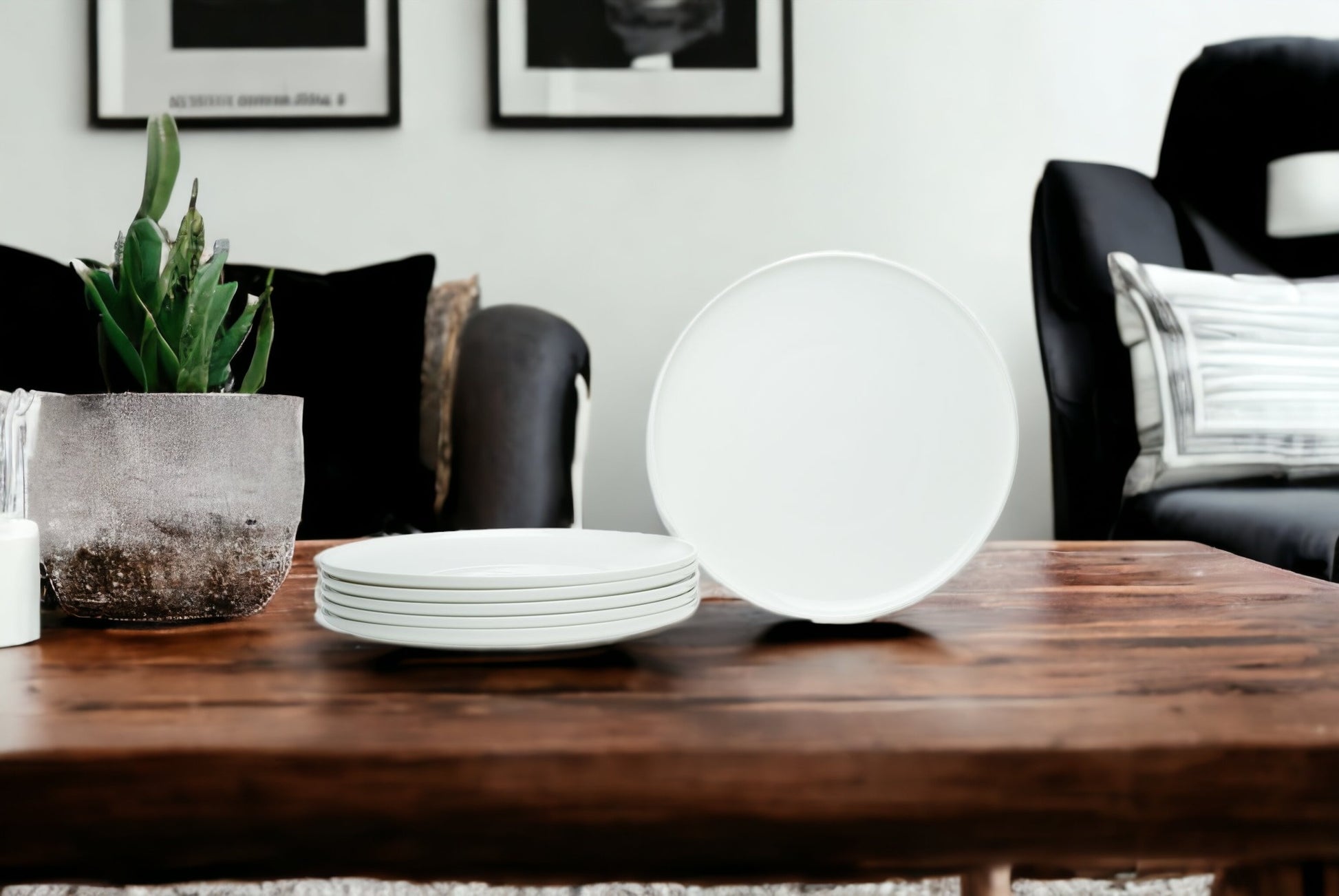 White Six Piece Round Coupe Porcelain Service For Six Dinner Plate Set-Dinnerware-DECOROLALA