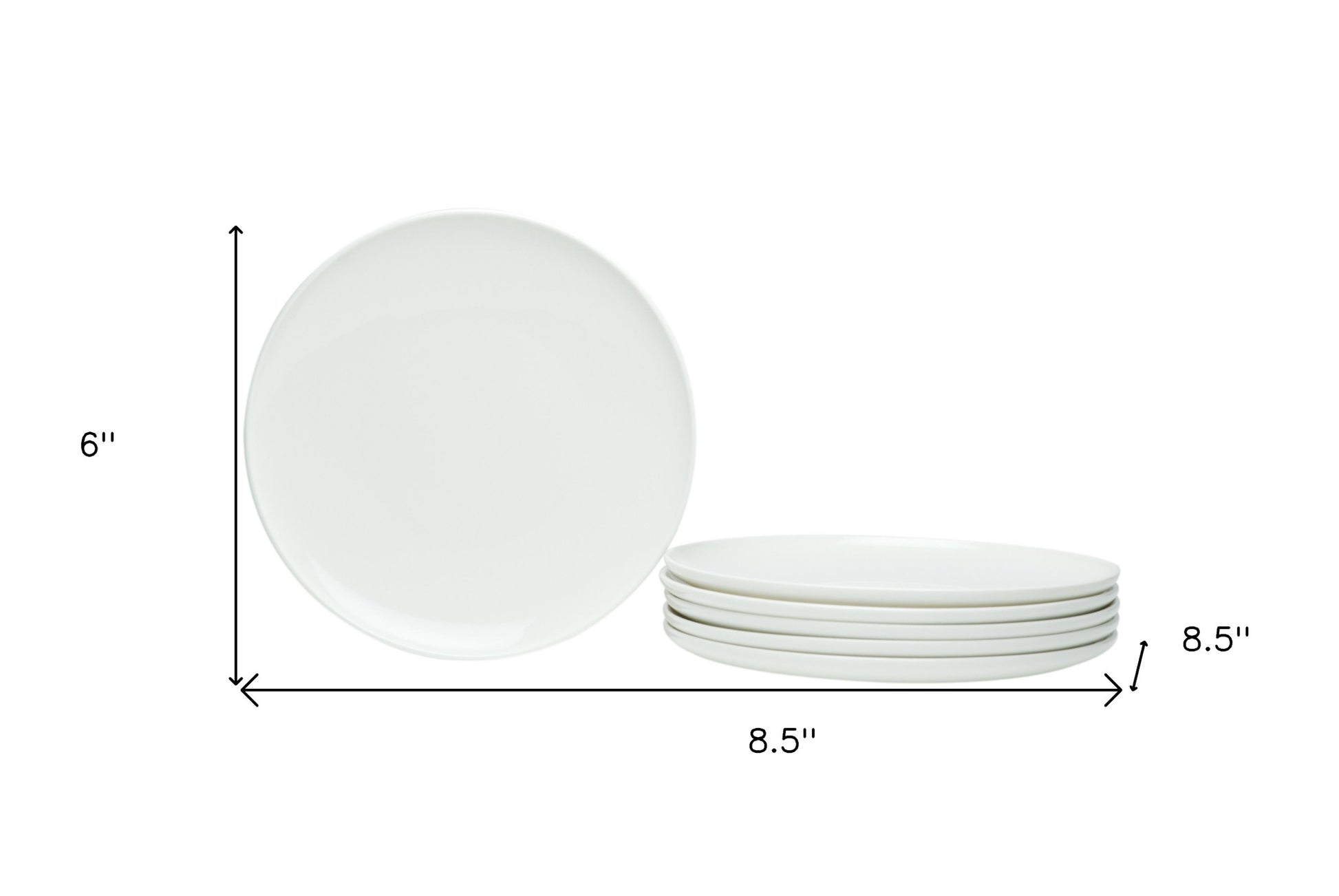 White Six Piece Porcelain Service For Six Salad Plate Set-Dinnerware-DECOROLALA