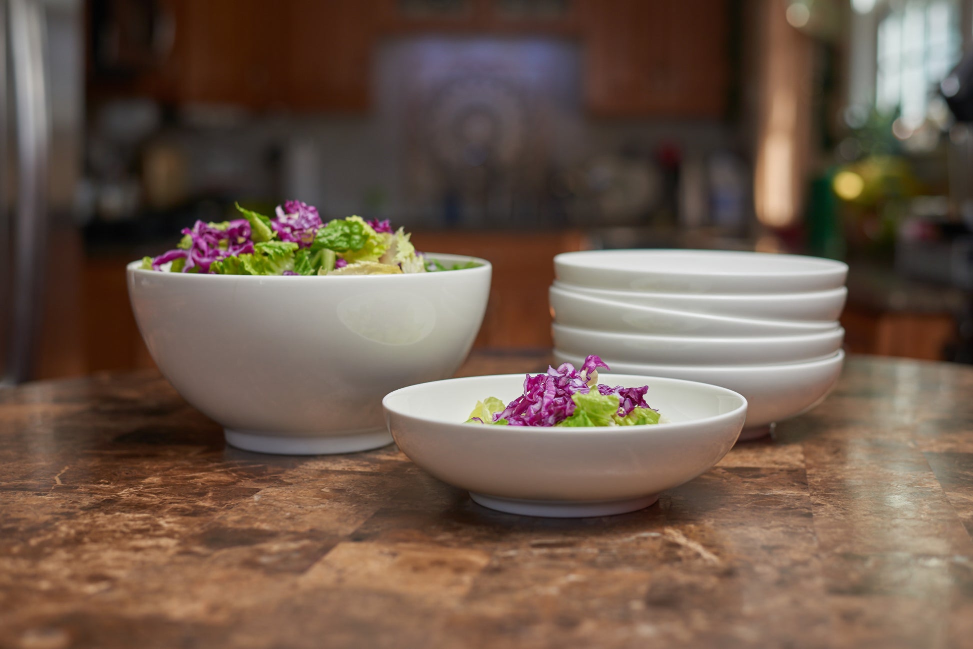 White Six Piece Porcelain Service For Six Bowl Set-Dinnerware-DECOROLALA