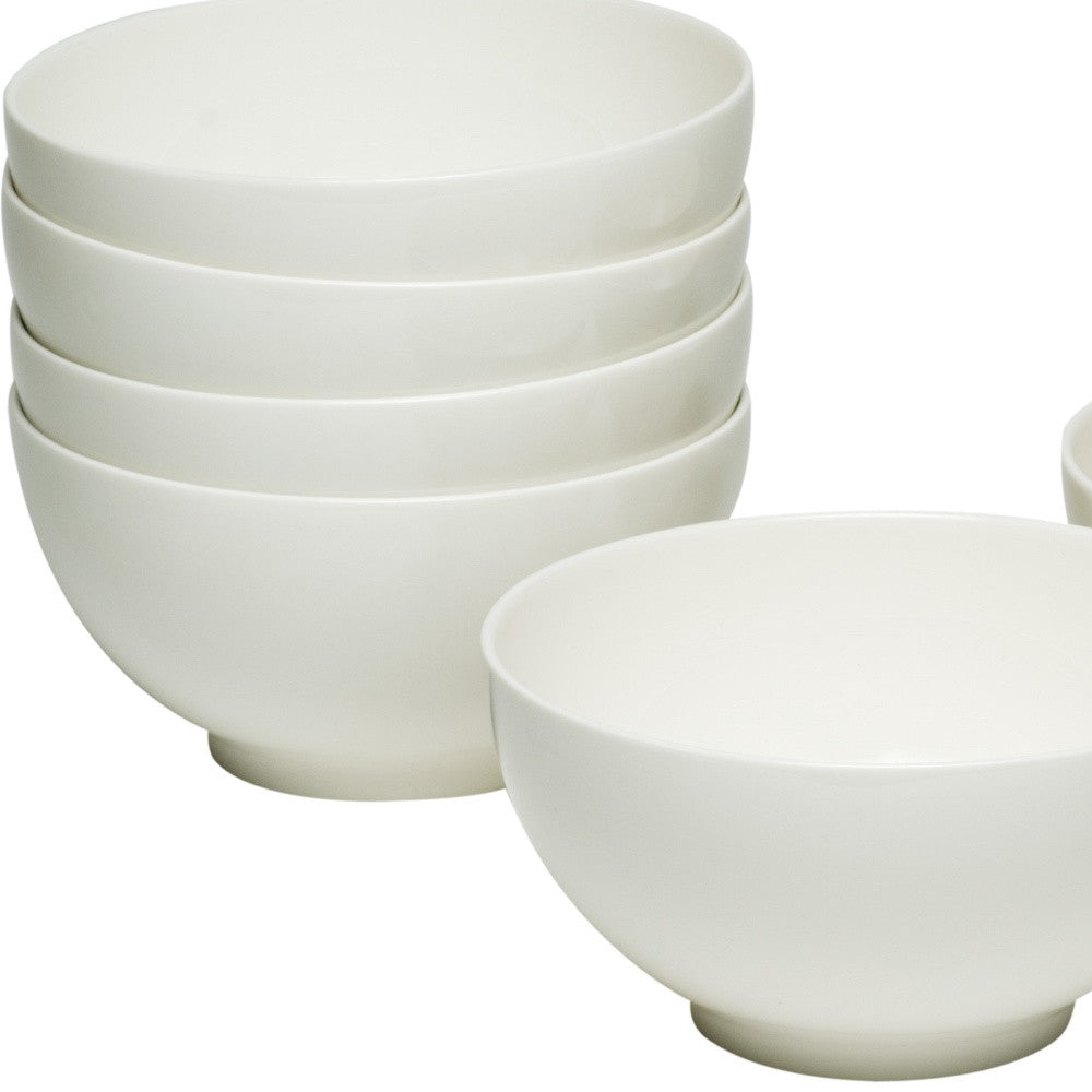 White Six Piece Porcelain Service For Six Bowl Set-7