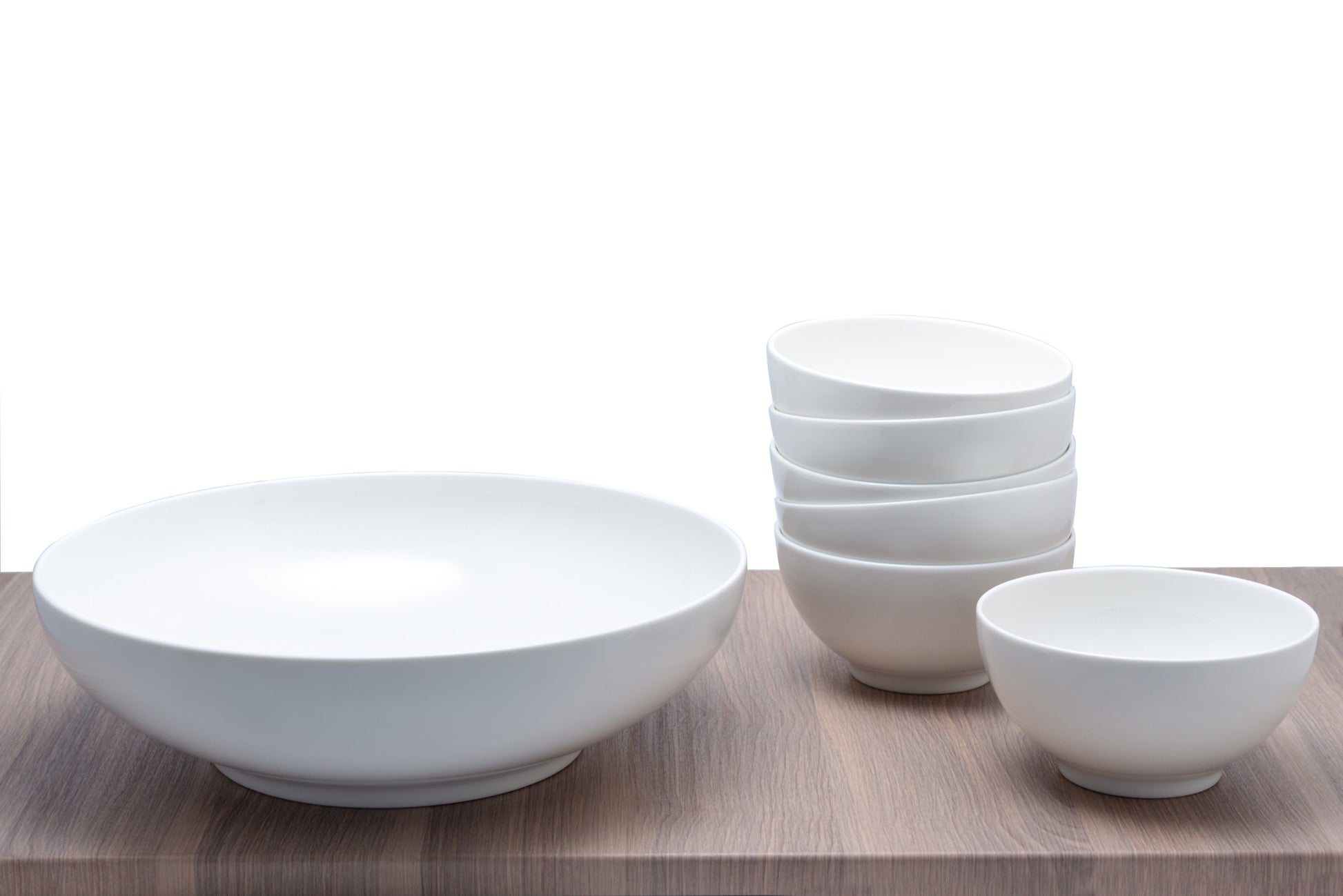 White Six Piece Porcelain Service For Six Bowl Set-5