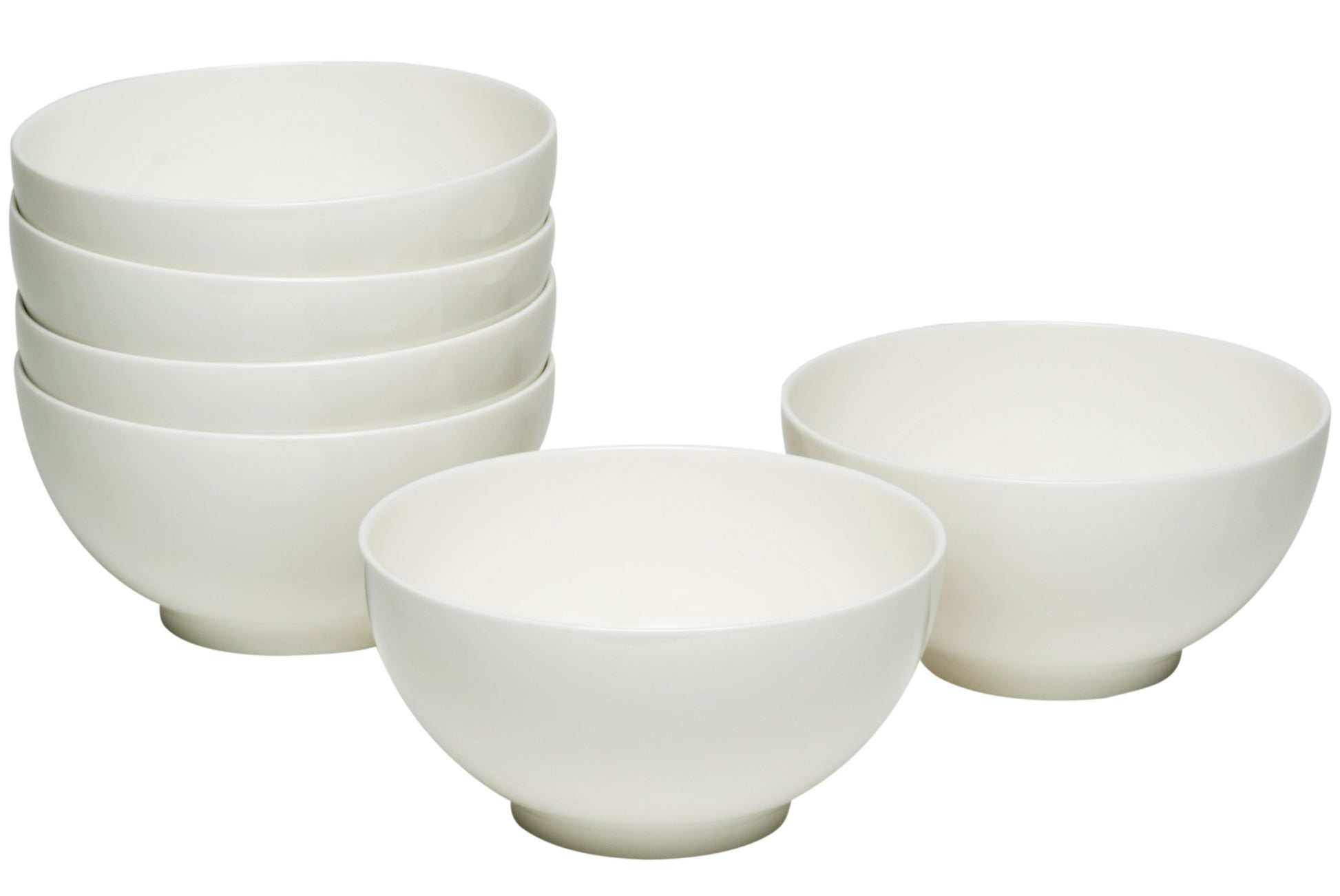 White Six Piece Porcelain Service For Six Bowl Set-4