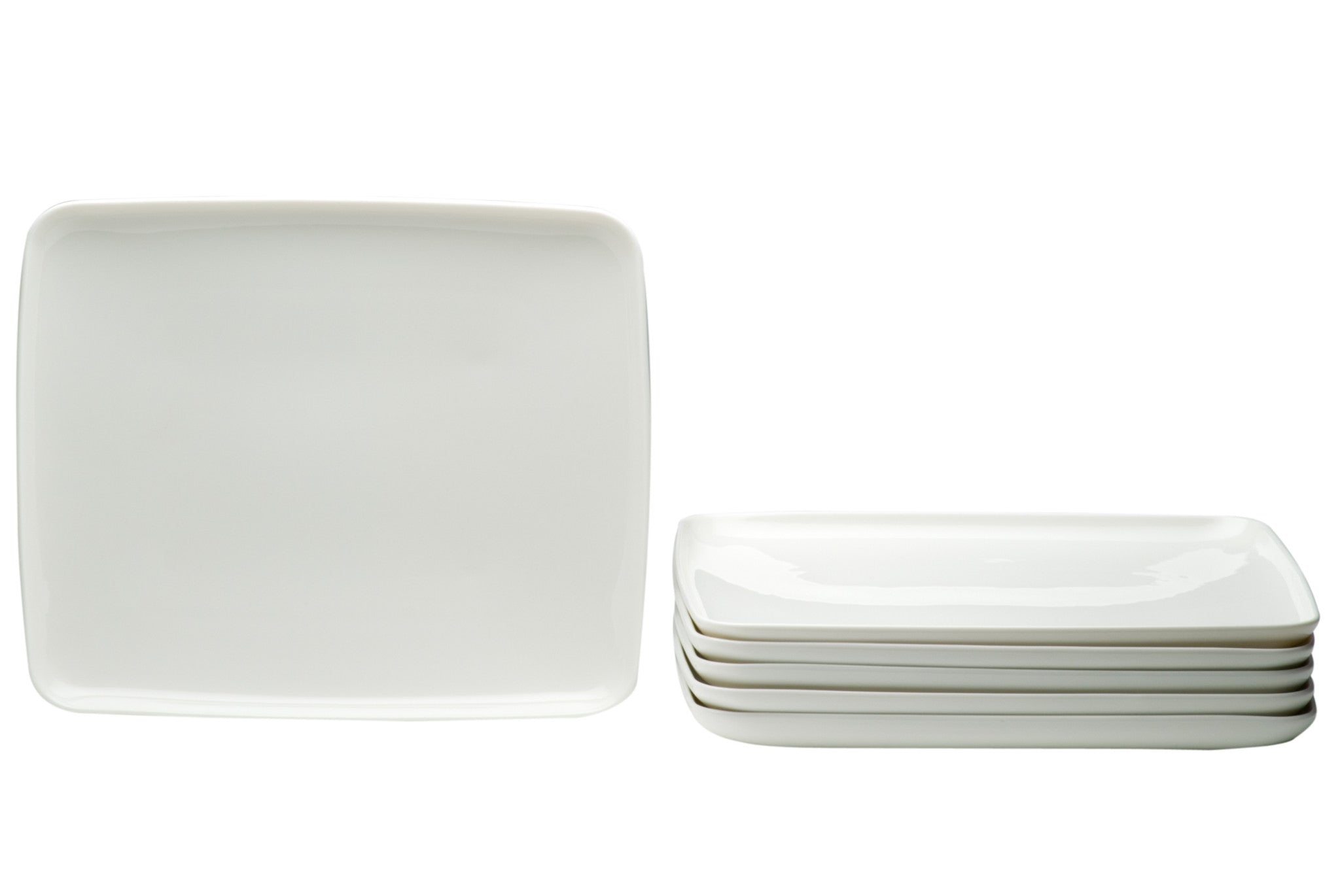 White Six Piece Rectangle Porcelain Service For Six Dinner Plate Set-Dinnerware-DECOROLALA