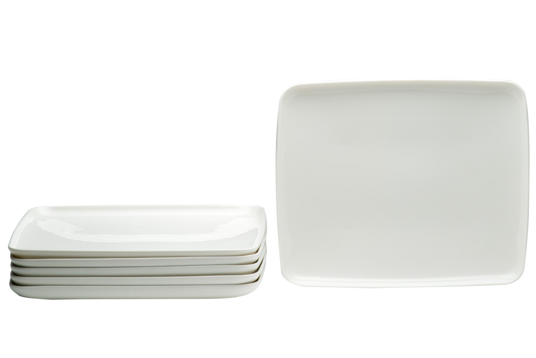White Six Piece Rectangle Porcelain Service For Six Dinner Plate Set-Dinnerware-DECOROLALA