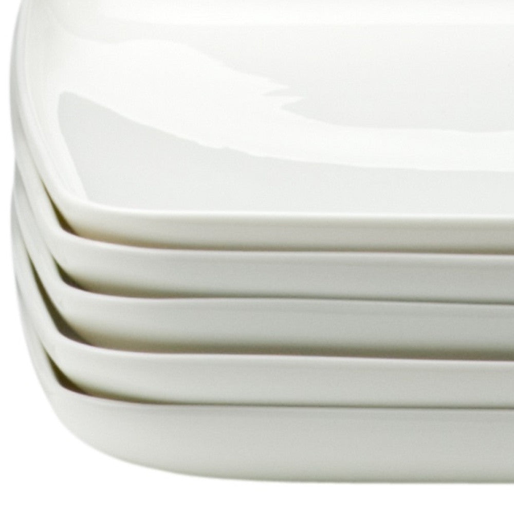 White Six Piece Rectangle Porcelain Service For Six Dinner Plate Set-Dinnerware-DECOROLALA