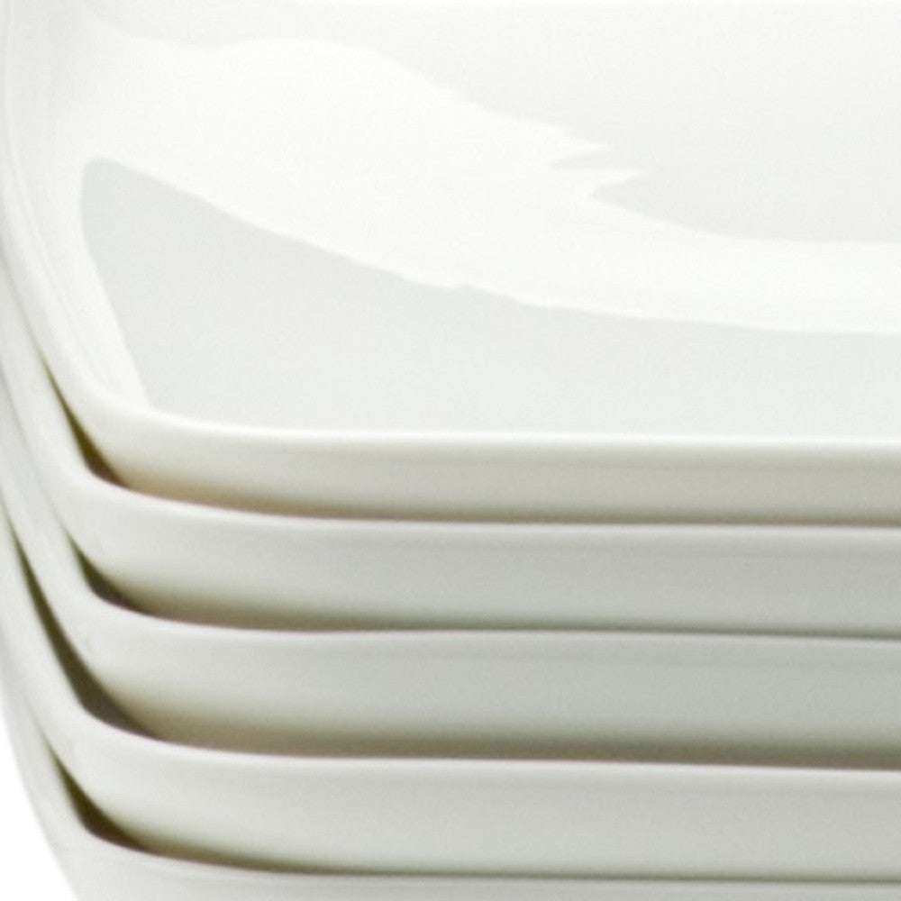 White Six Piece Rectangle Porcelain Service For Six Dinner Plate Set-Dinnerware-DECOROLALA