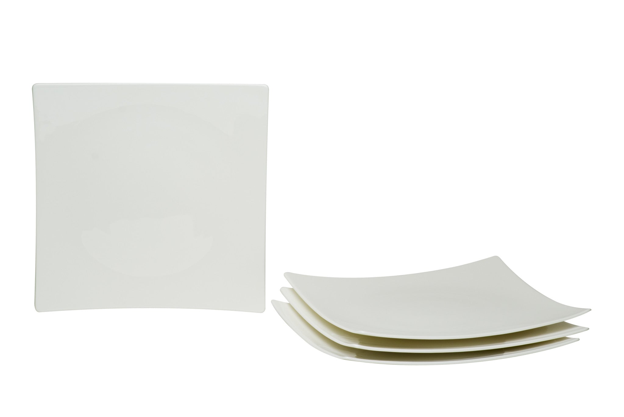 White Six Piece Square Bone China Service For Six Dinner Plate Set-Dinnerware-DECOROLALA