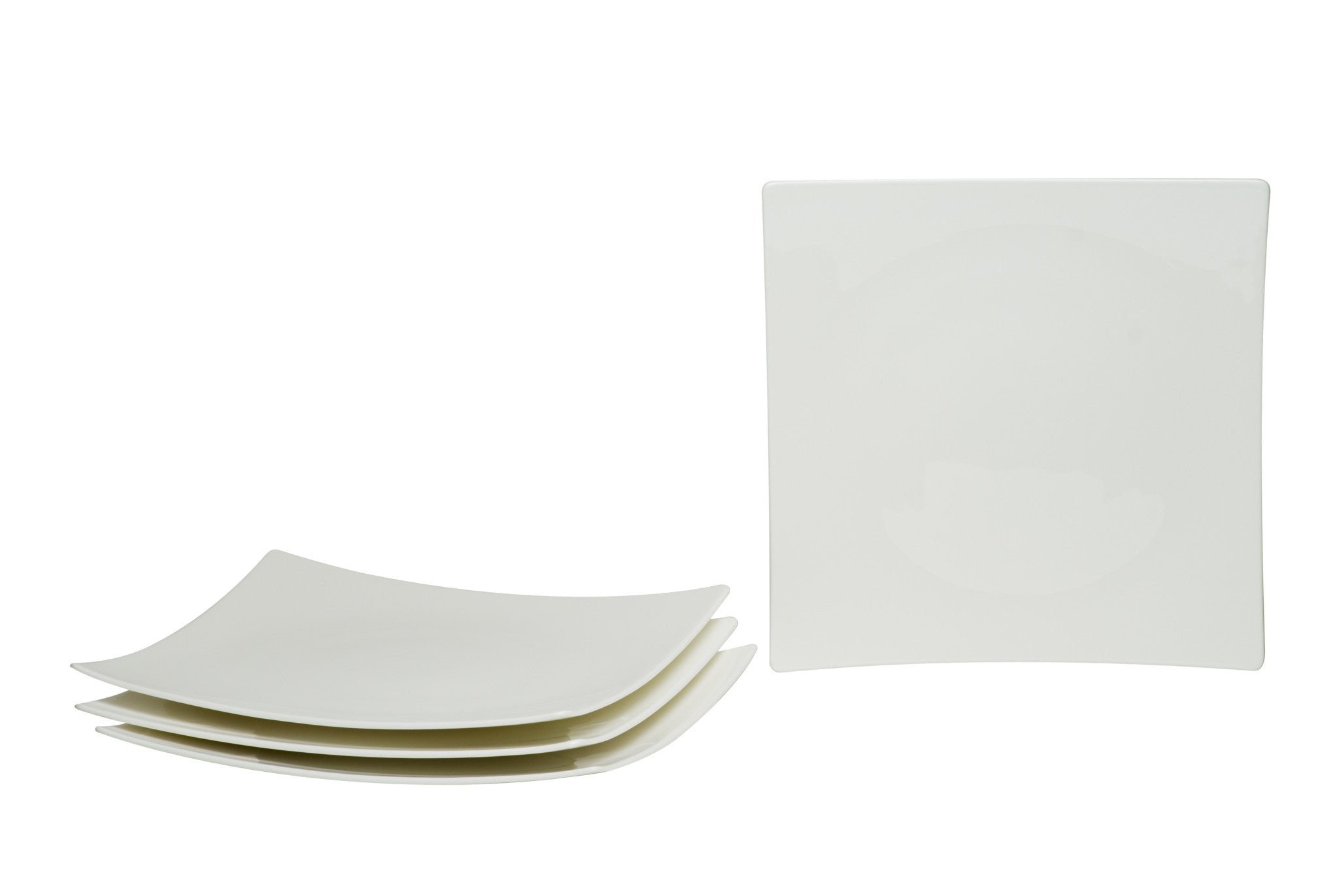 White Six Piece Square Bone China Service For Six Dinner Plate Set-Dinnerware-DECOROLALA