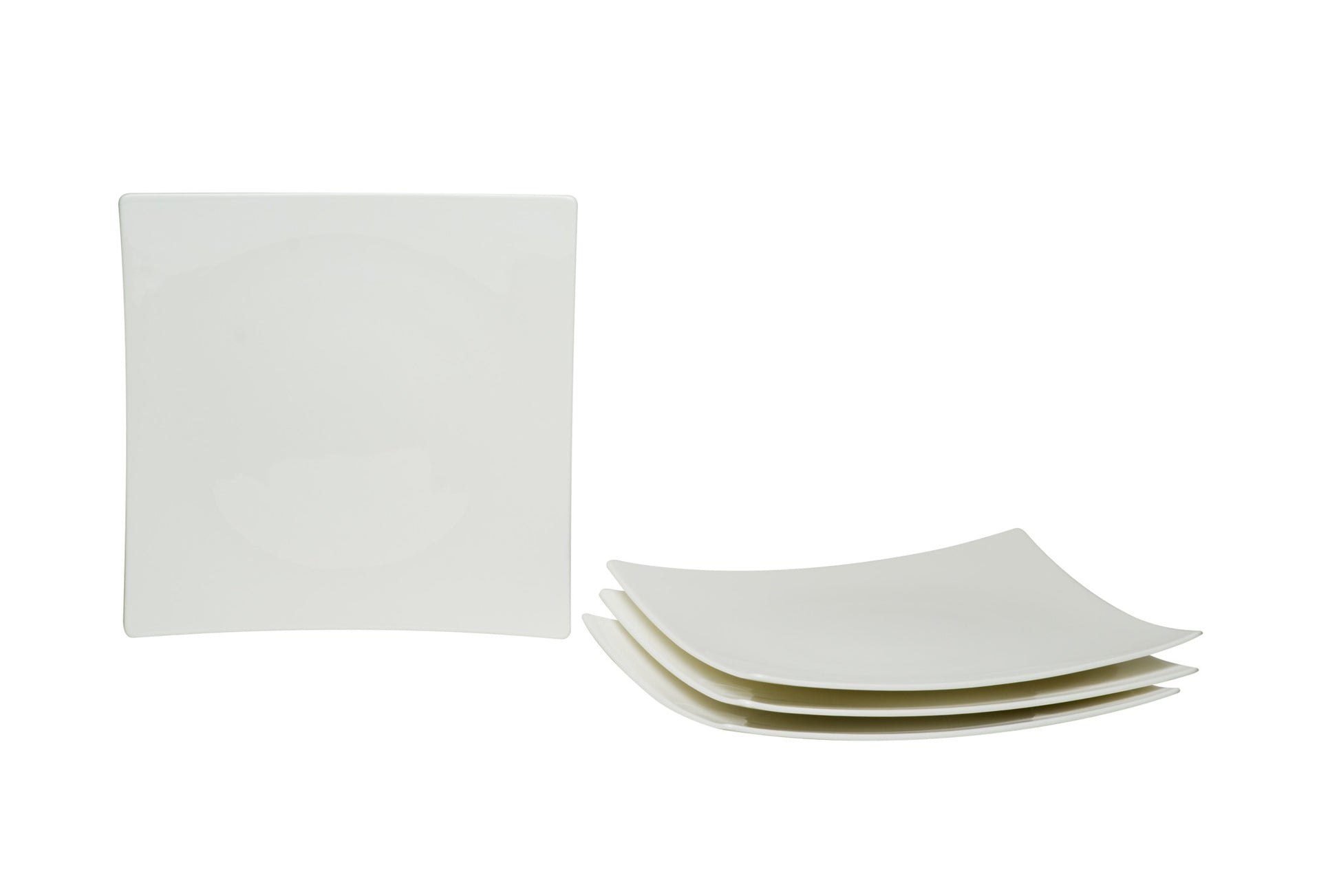White Six Piece Square Bone China Service For Six Salad Plate Set-Dinnerware-DECOROLALA