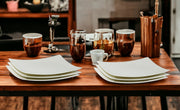 White Six Piece Square Bone China Service For Six Salad Plate Set-Dinnerware-DECOROLALA