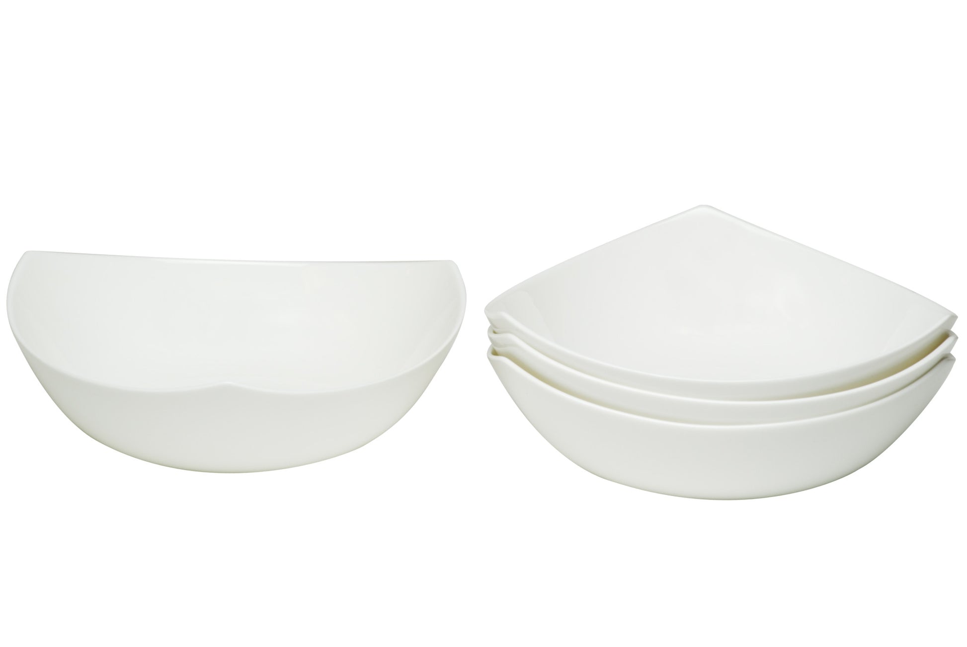 White Six Piece Triangle Bone China Service For Six Bowl Set-3