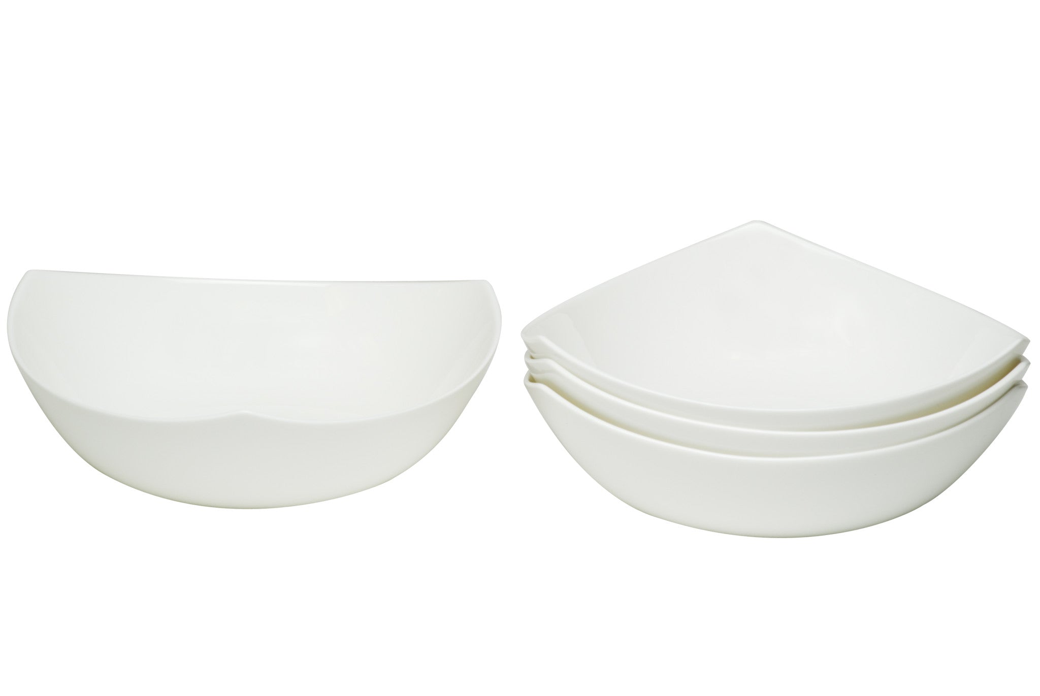 White Six Piece Triangle Bone China Service For Six Bowl Set-3