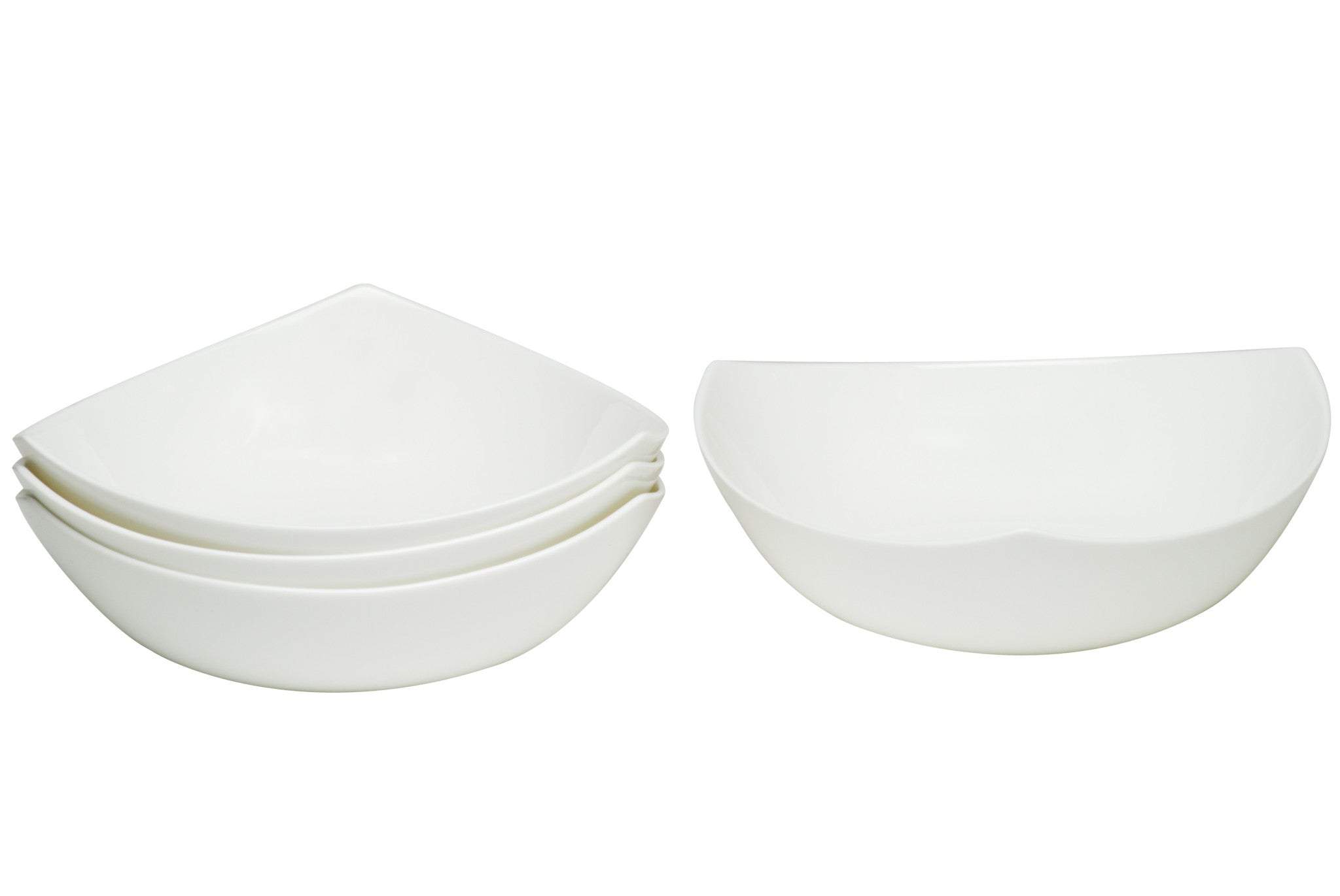 White Six Piece Triangle Bone China Service For Six Bowl Set-4