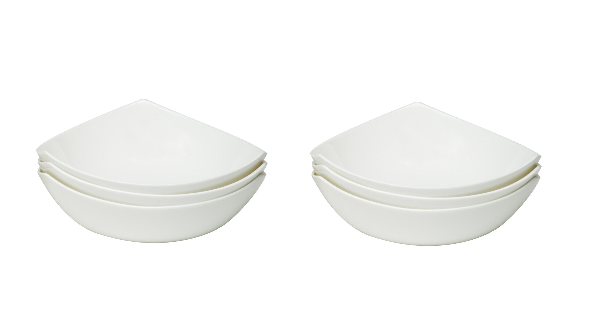 White Six Piece Triangle Bone China Service For Six Bowl Set-0