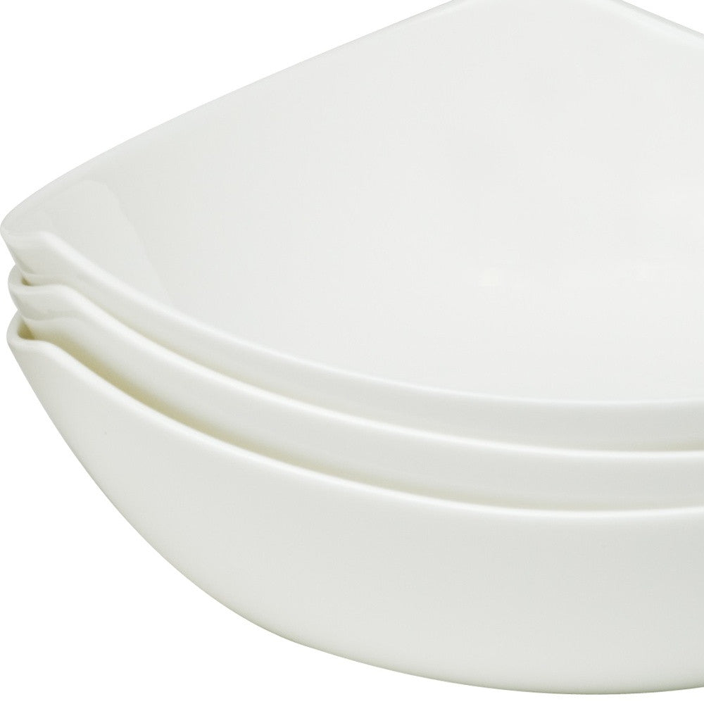 White Six Piece Triangle Bone China Service For Six Bowl Set-8