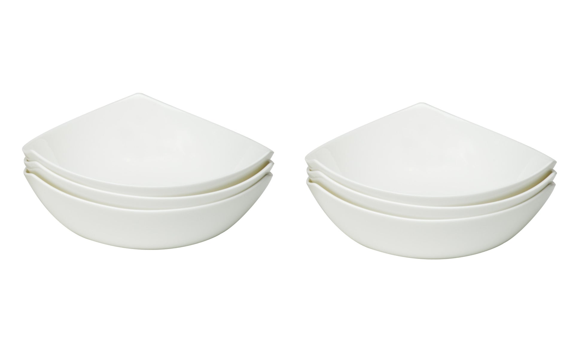 White Six Piece Triangle Bone China Service For Six Bowl Set-3