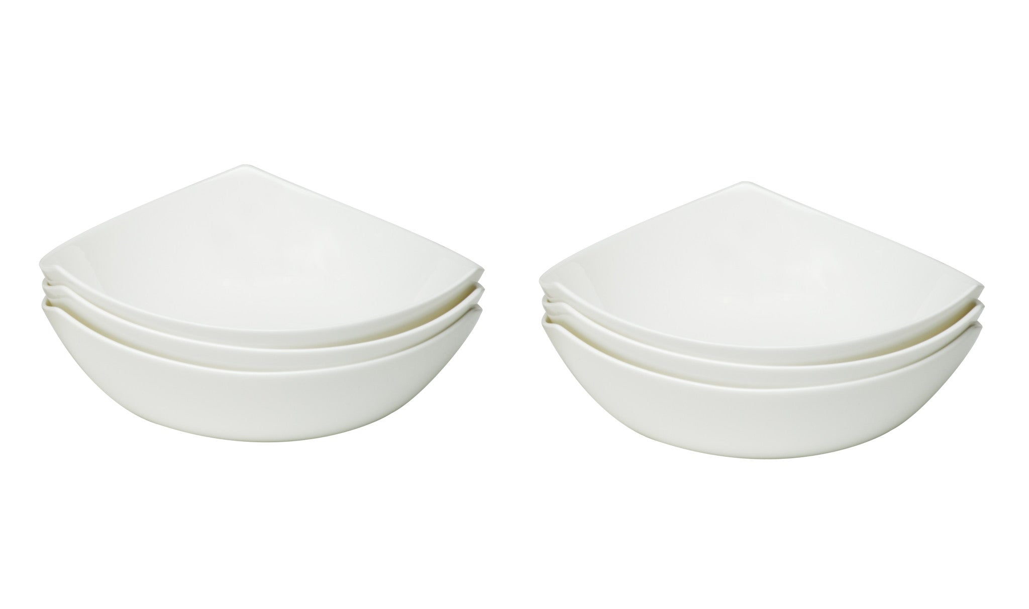 White Six Piece Triangle Bone China Service For Six Bowl Set-3