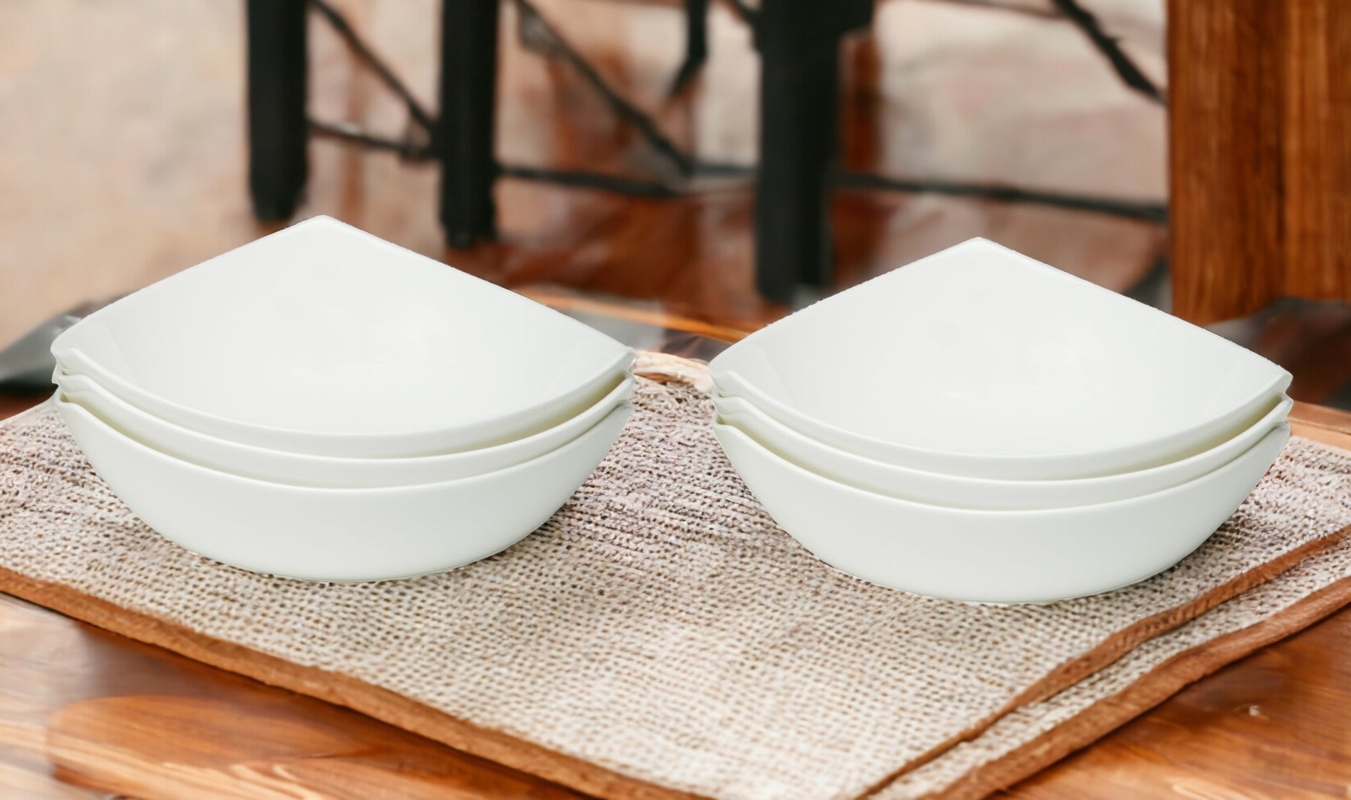 White Six Piece Triangle Bone China Service For Six Bowl Set-0