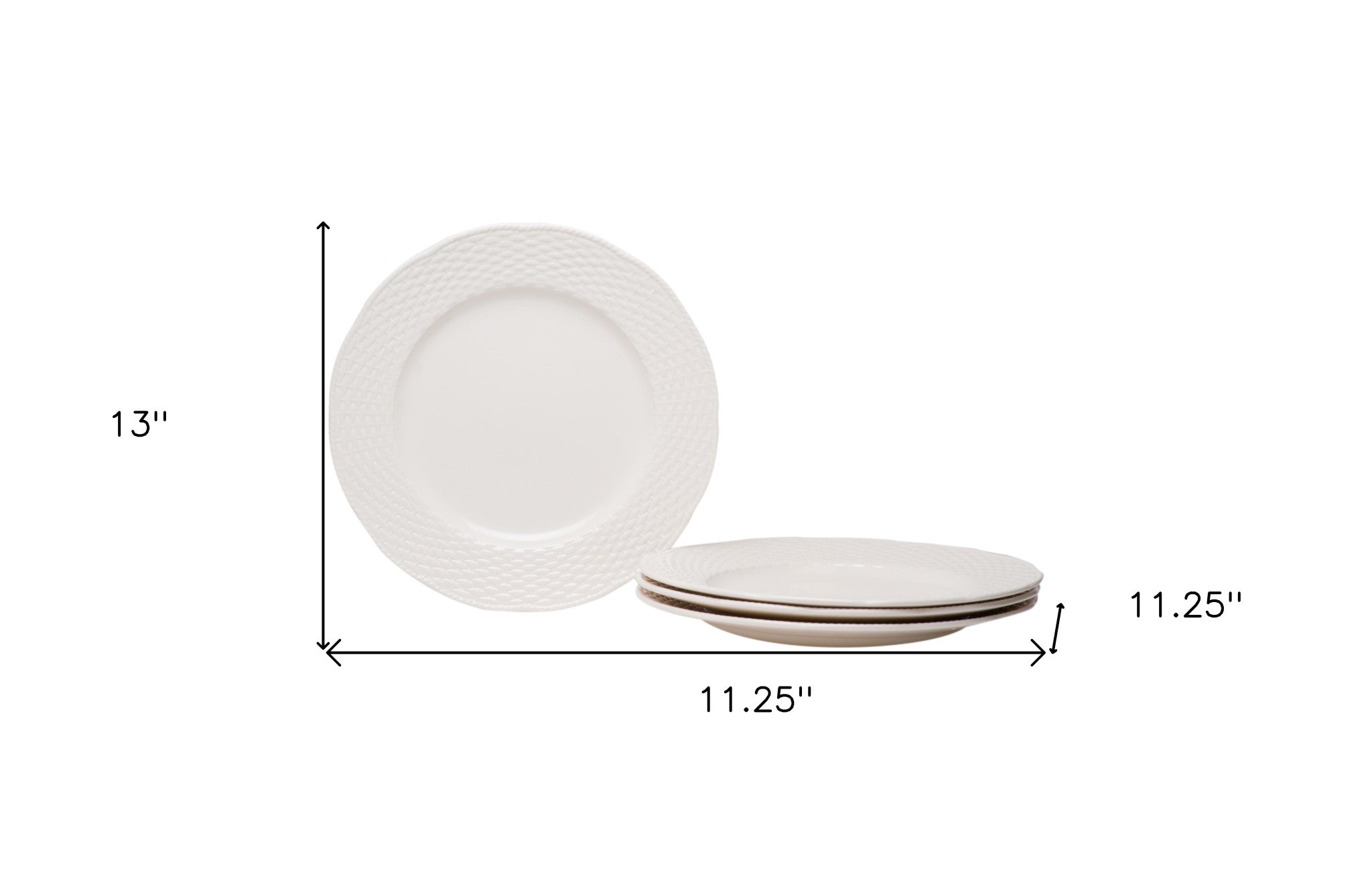 White Four Piece Weave Stoneware Service For Four Dinner Plate Set-Dinnerware-DECOROLALA