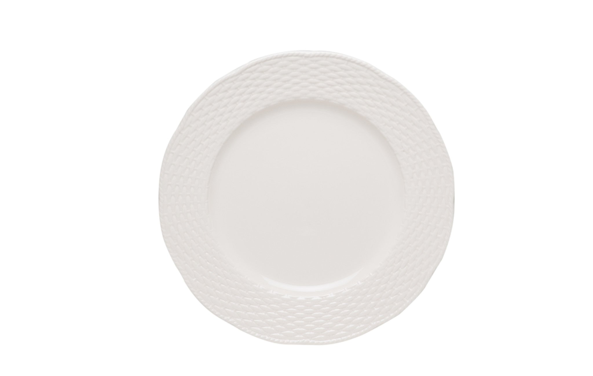 White Four Piece Round Weave Stoneware Service For Four Salad Plate Set-Dinnerware-DECOROLALA