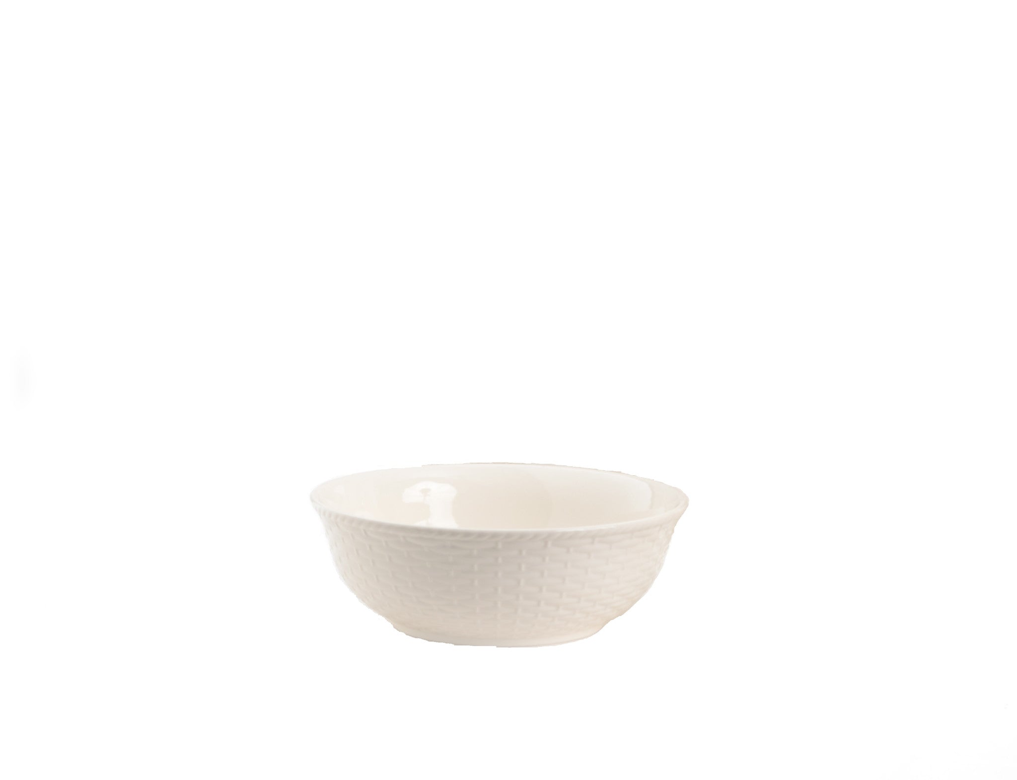 White Four Piece Round Weave Stoneware Service For Four Bowl Set-Dinnerware-DECOROLALA