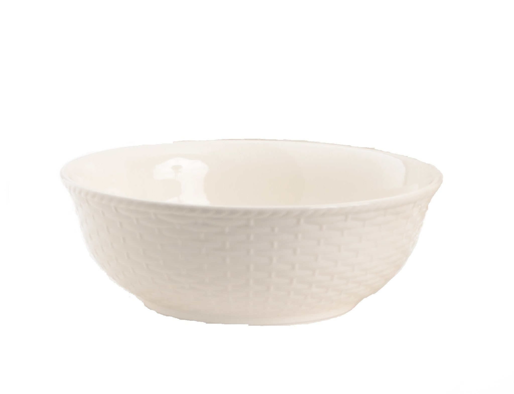White Four Piece Round Weave Stoneware Service For Four Bowl Set-Dinnerware-DECOROLALA
