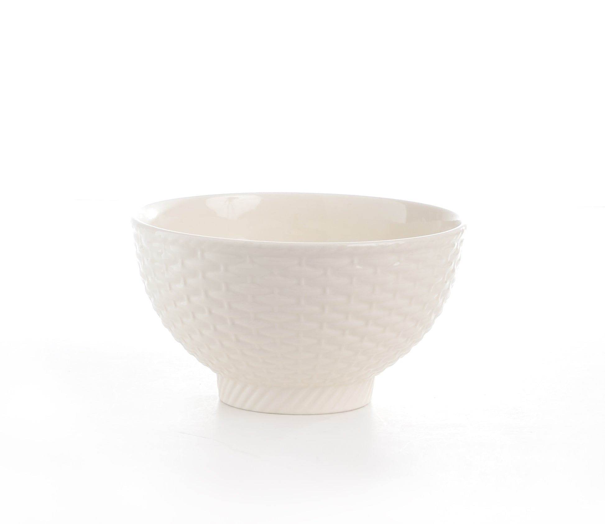 White Four Piece Weave Stoneware Service For Four Bowl Set-Dinnerware-DECOROLALA