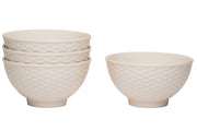 White Four Piece Weave Stoneware Service For Four Bowl Set-Dinnerware-DECOROLALA