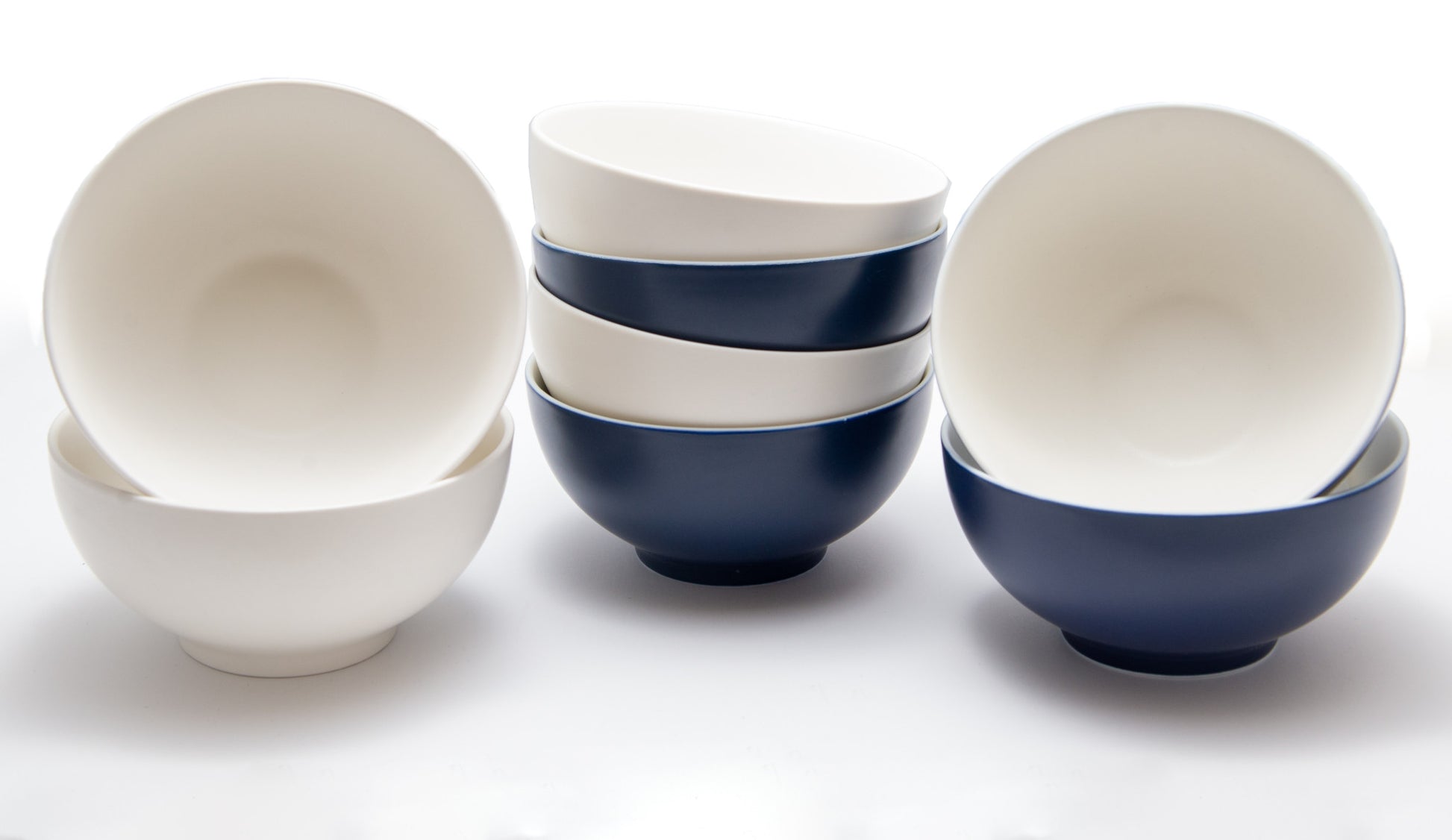 White Four Piece Porcelain Service For Four Bowl Set-Dinnerware-DECOROLALA