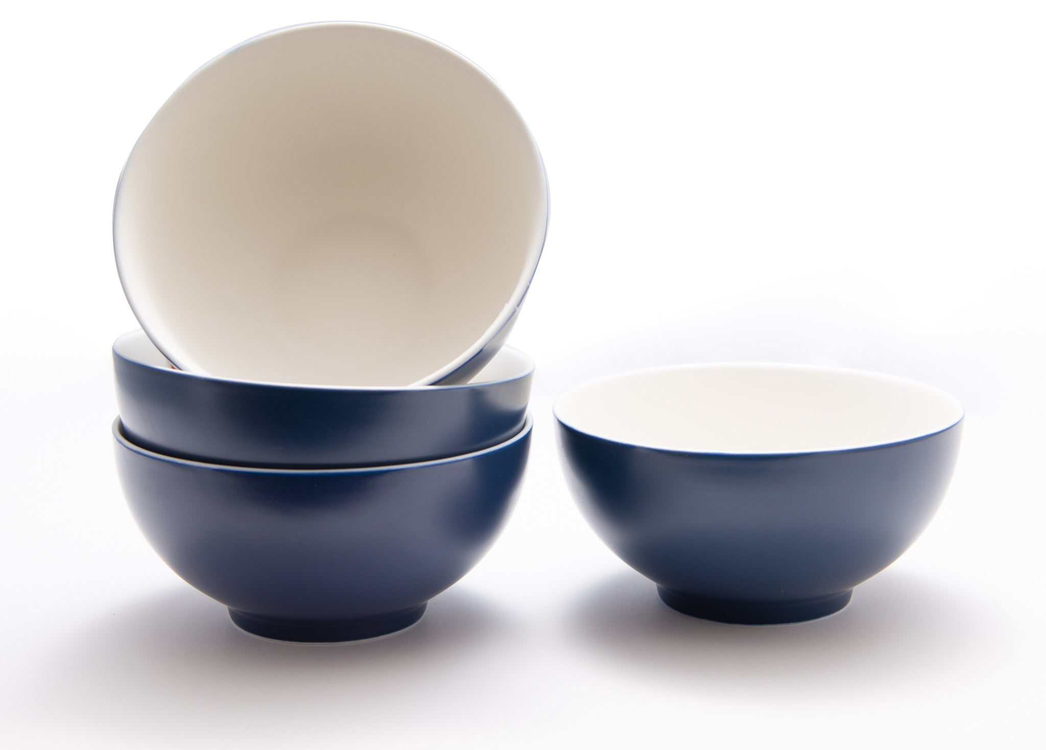 Blue and White Four Piece Porcelain Service For Four Bowl Set-Dinnerware-DECOROLALA