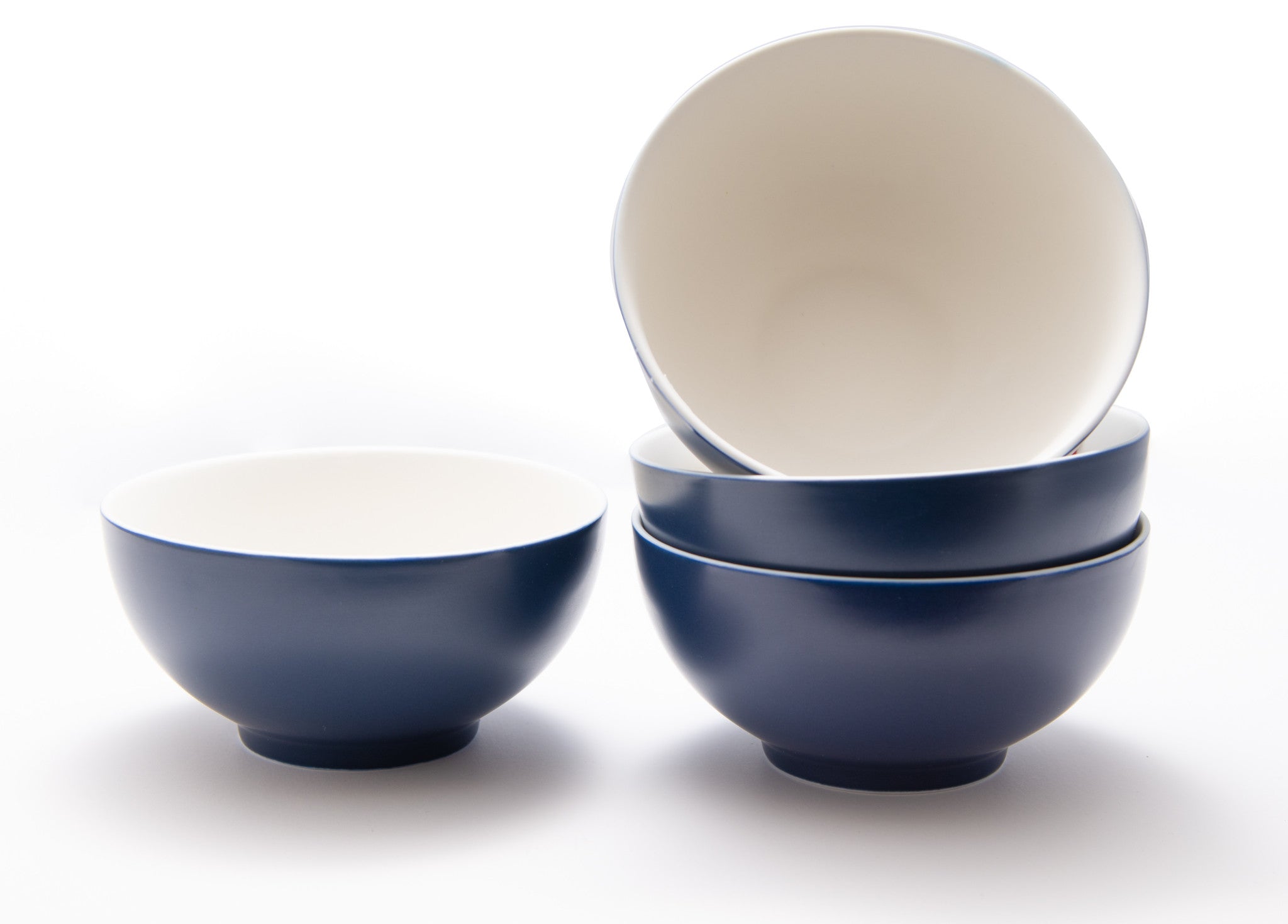 Blue and White Four Piece Porcelain Service For Four Bowl Set-Dinnerware-DECOROLALA