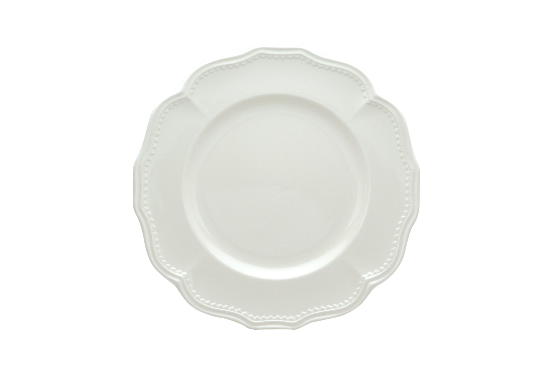 White Four Piece Scallop Stoneware Service For Four Dinner Plate Set-Dinnerware-DECOROLALA