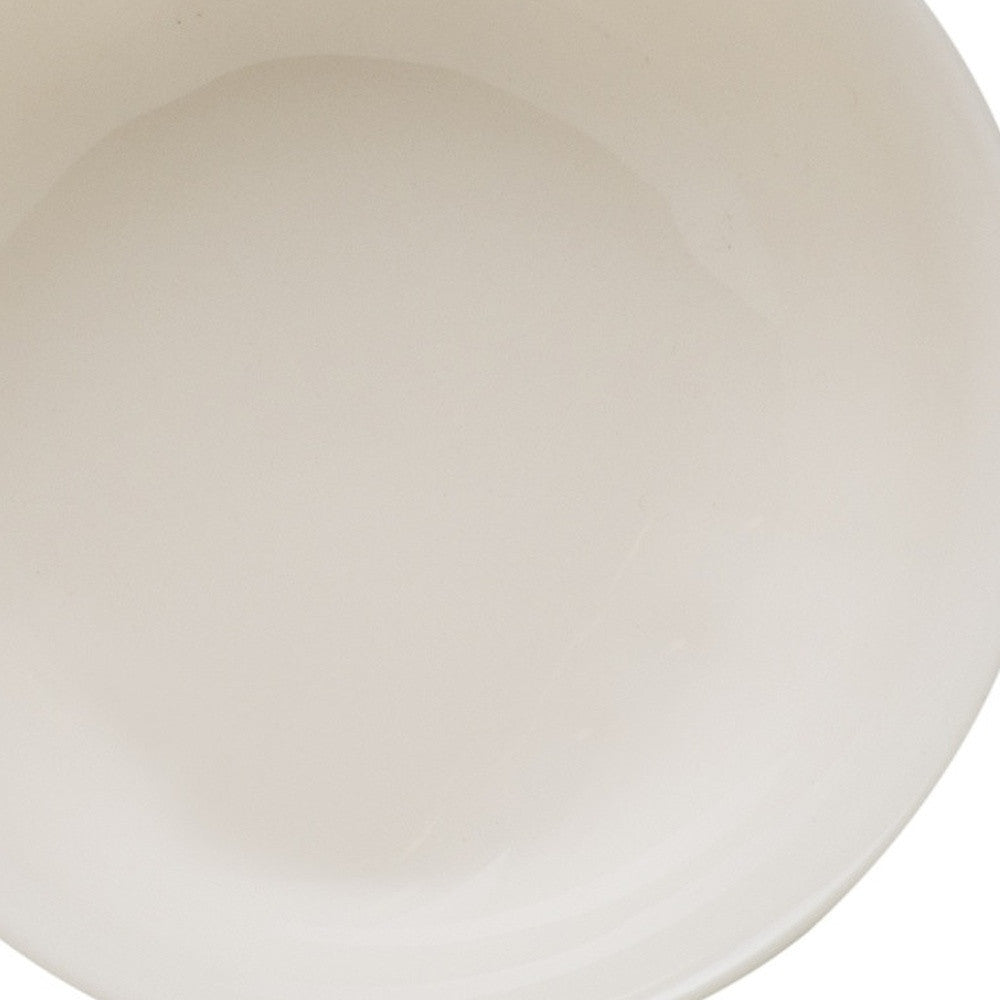 White Four Piece Round Scallop Stoneware Service For Four Bowl Set-Dinnerware-DECOROLALA