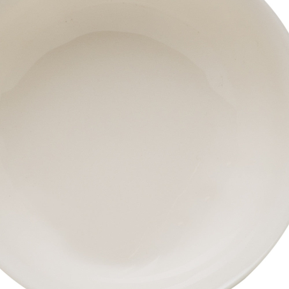 White Four Piece Round Scallop Stoneware Service For Four Bowl Set-Dinnerware-DECOROLALA