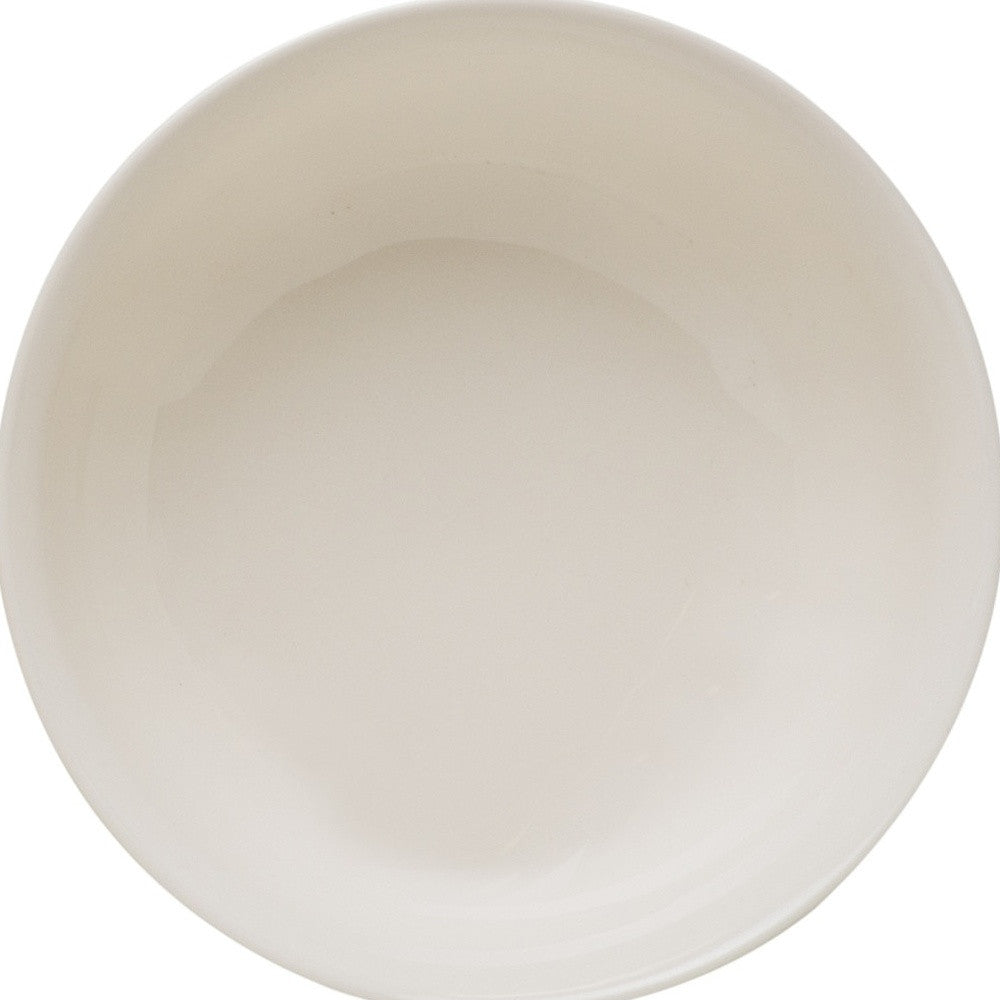 White Four Piece Round Scallop Stoneware Service For Four Bowl Set-Dinnerware-DECOROLALA