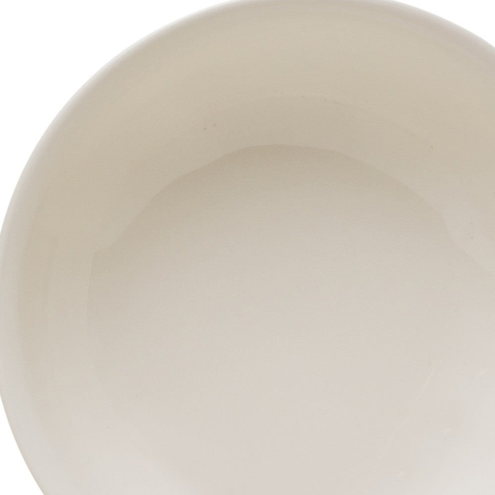 White Four Piece Round Scallop Stoneware Service For Four Bowl Set-Dinnerware-DECOROLALA