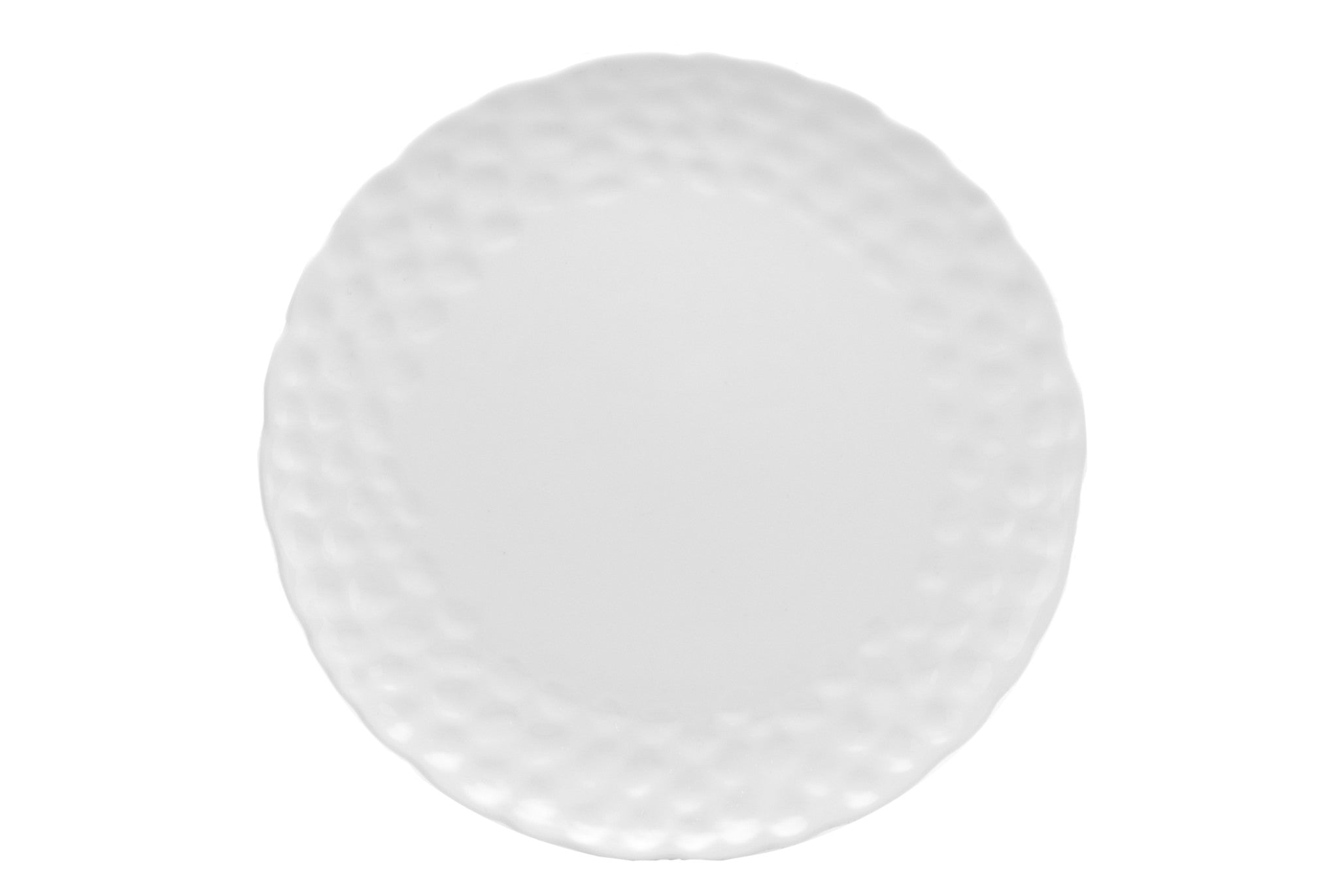 White Six Piece Round Pebbled Porcelain Service For Six Dinner Plate Set-Dinnerware-DECOROLALA