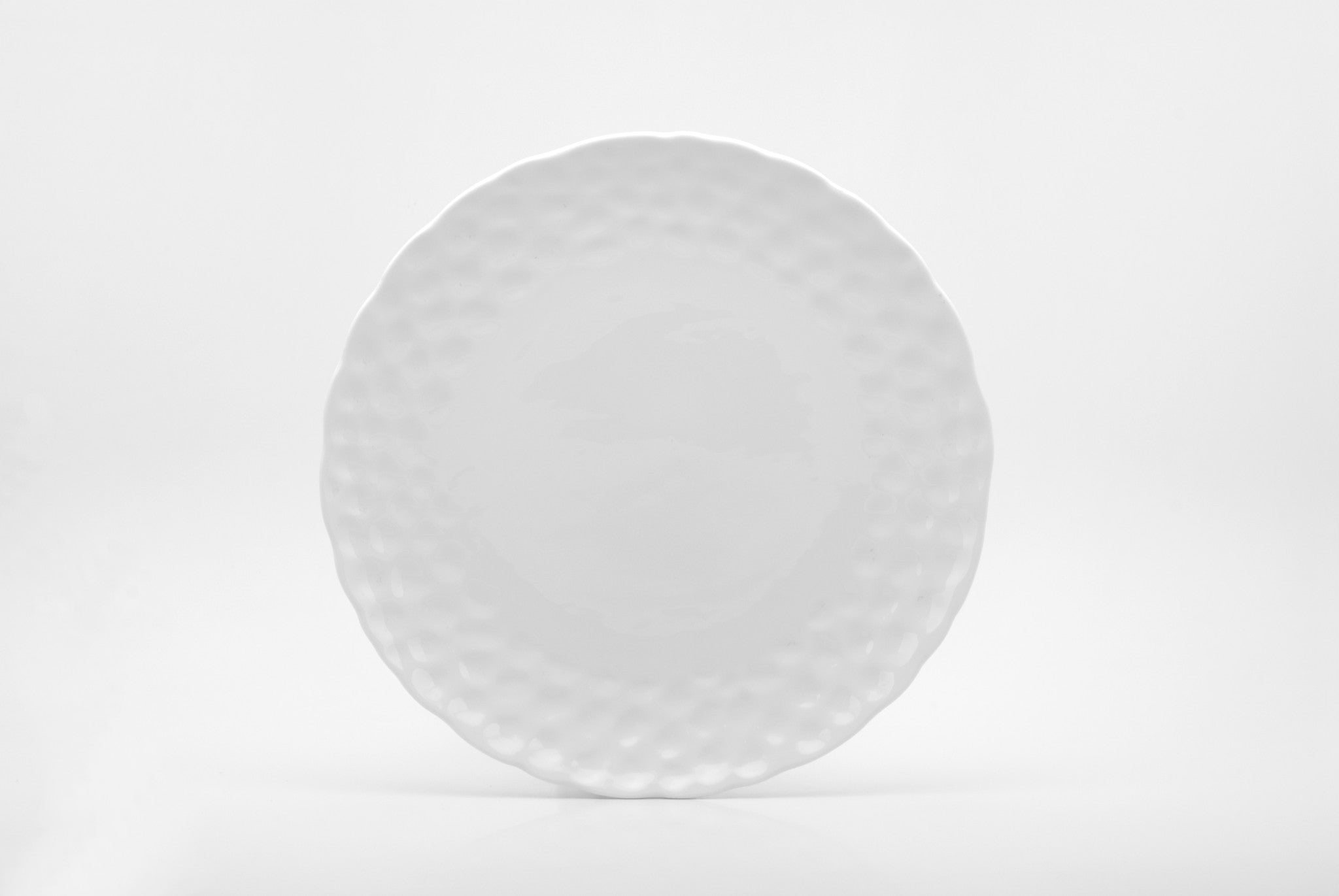 White Six Piece Round Pebbled Porcelain Service For Six Dinner Plate Set-Dinnerware-DECOROLALA