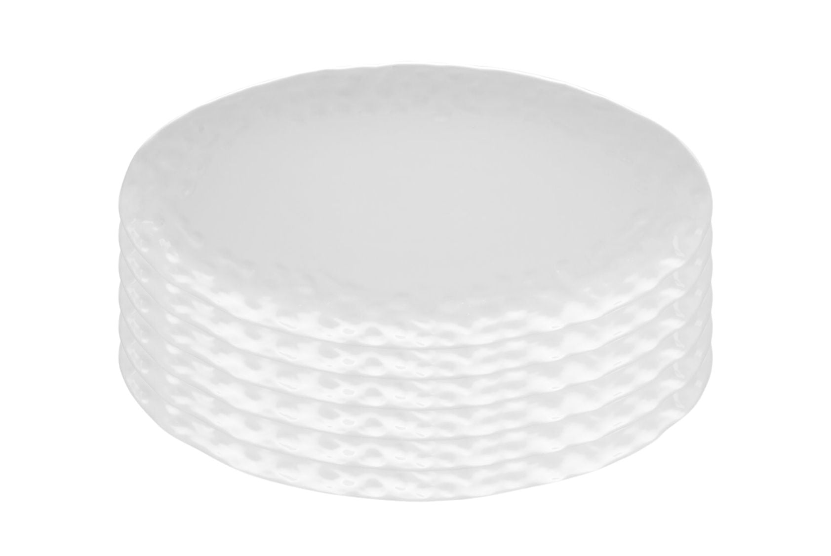 White Six Piece Round Pebbled Porcelain Service For Six Dinner Plate Set-Dinnerware-DECOROLALA