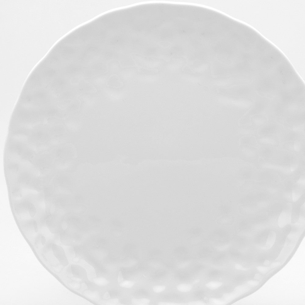 White Six Piece Round Pebbled Porcelain Service For Six Salad Plate Set-Dinnerware-DECOROLALA