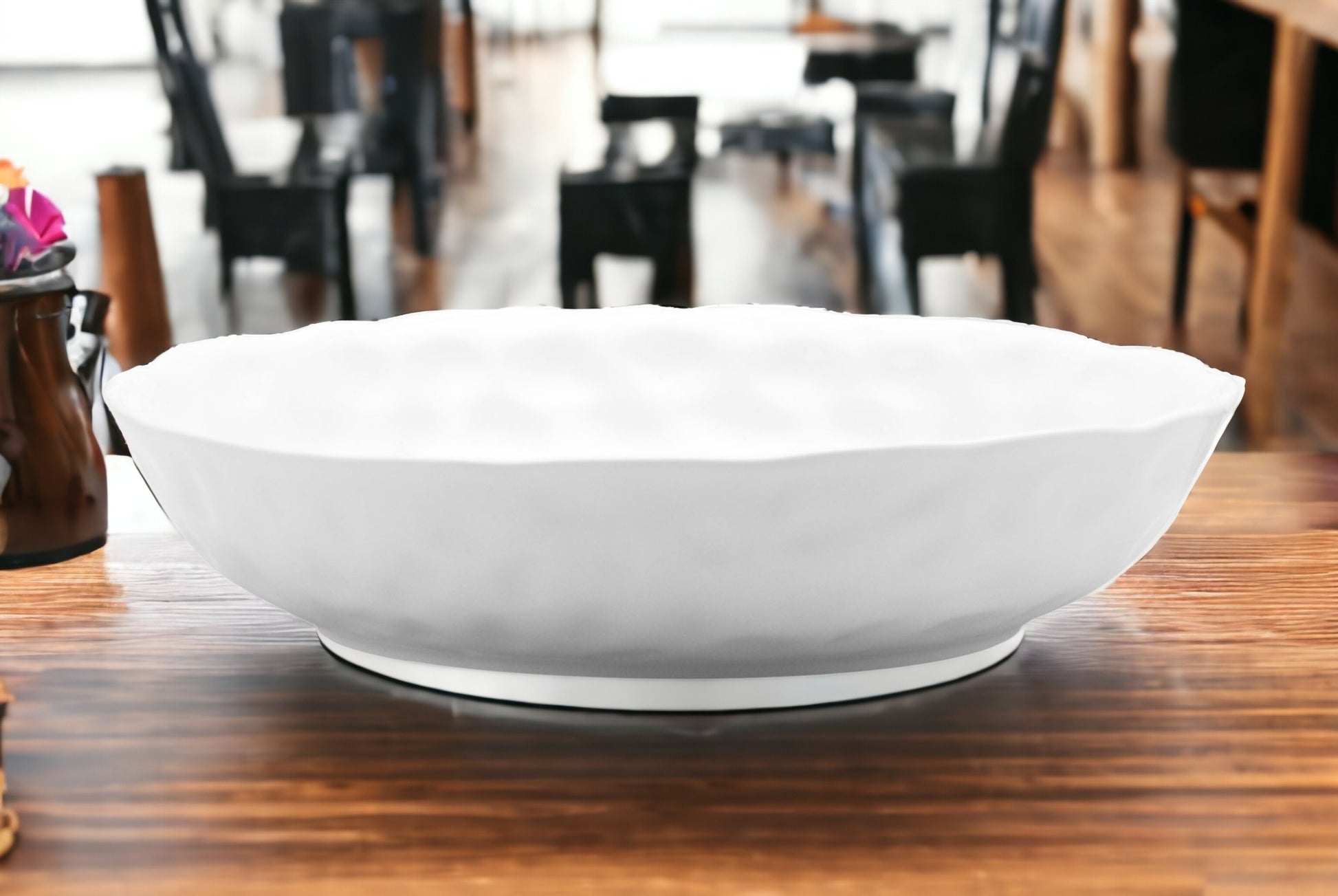 White Six Piece Round Pebbled Porcelain Service For Six Bowl Set-Dinnerware-DECOROLALA