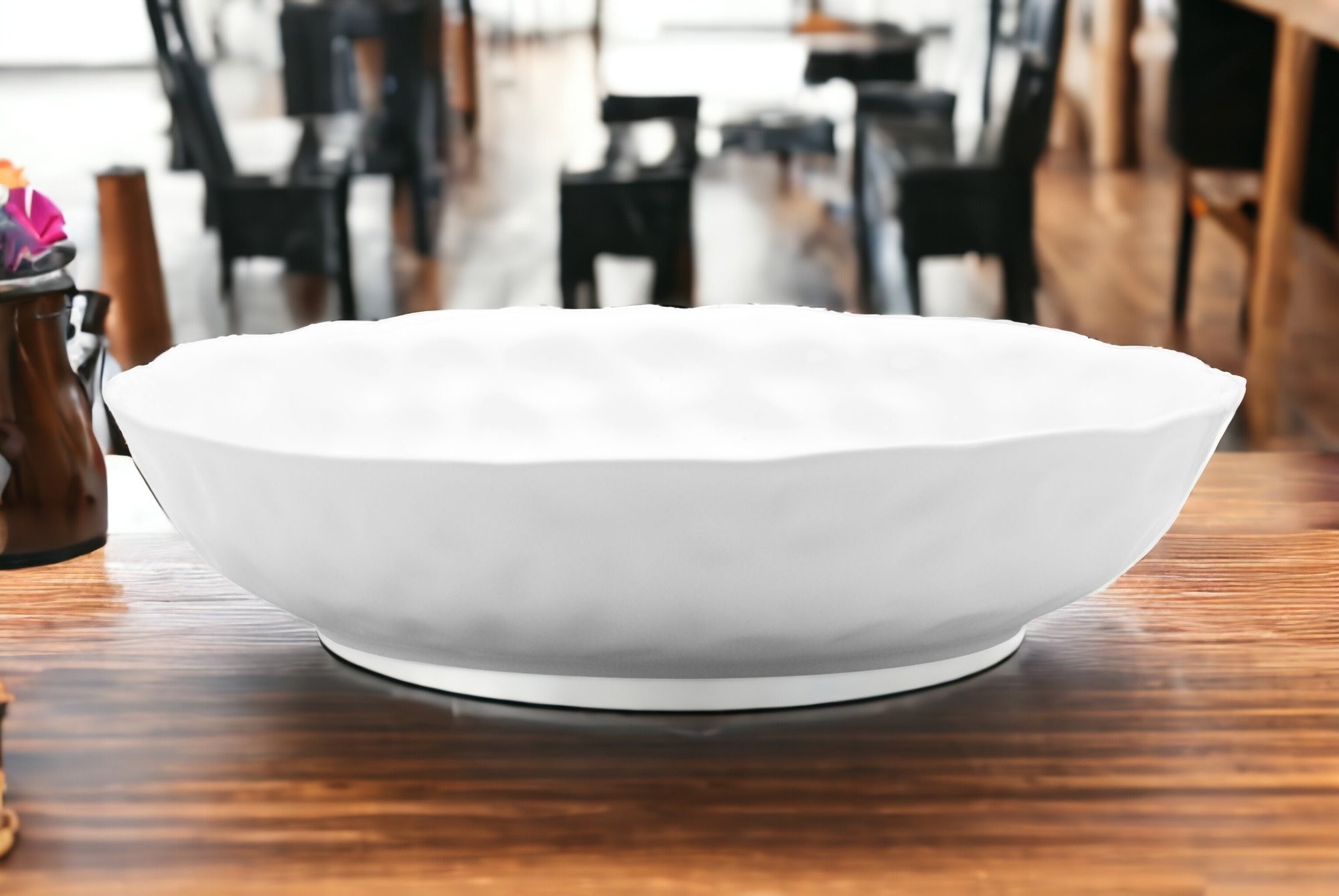 White Six Piece Round Pebbled Porcelain Service For Six Bowl Set-Dinnerware-DECOROLALA