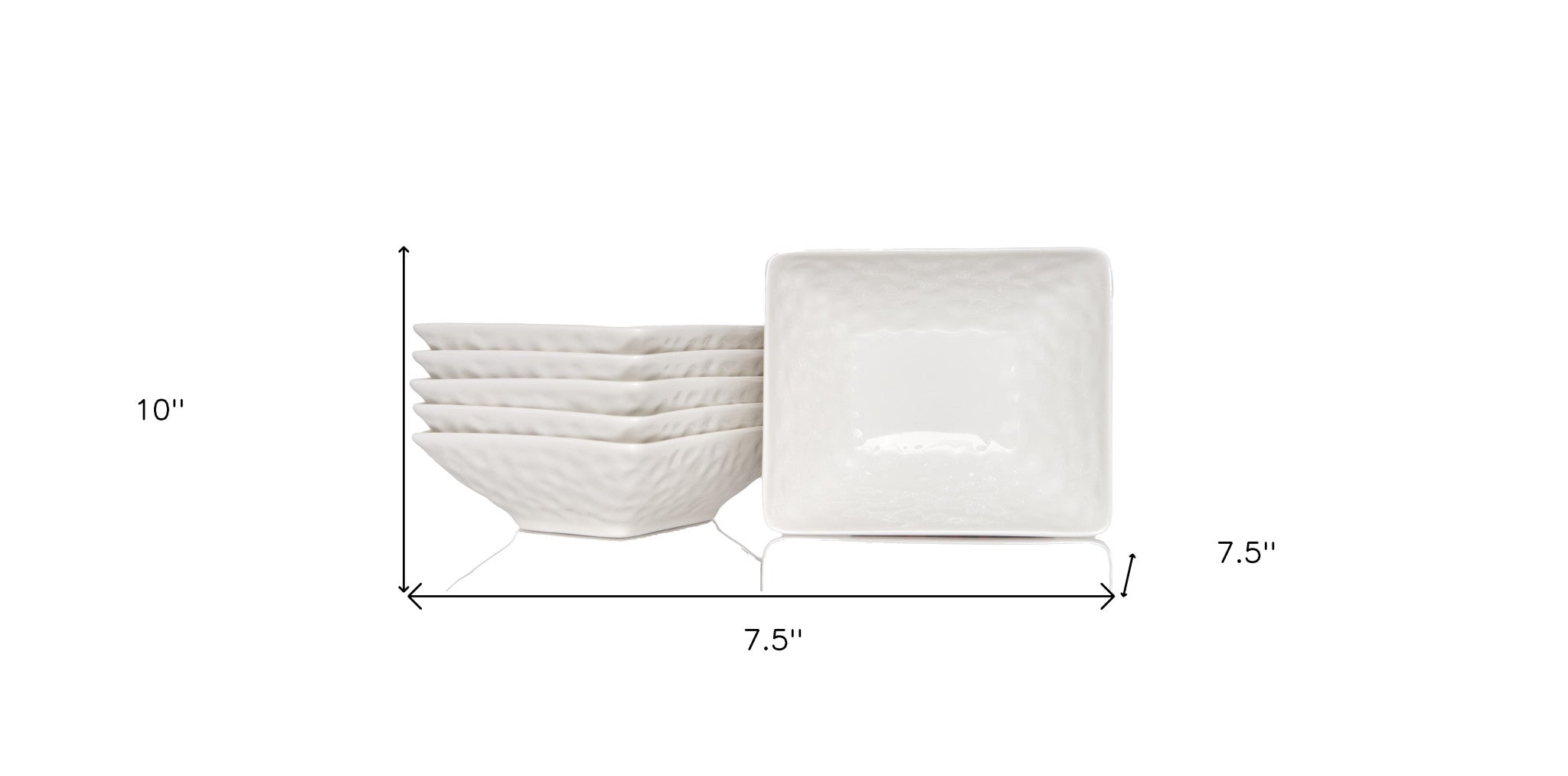 White Six Piece Pebbled Porcelain Service For Six Bowl Set-Dinnerware-DECOROLALA