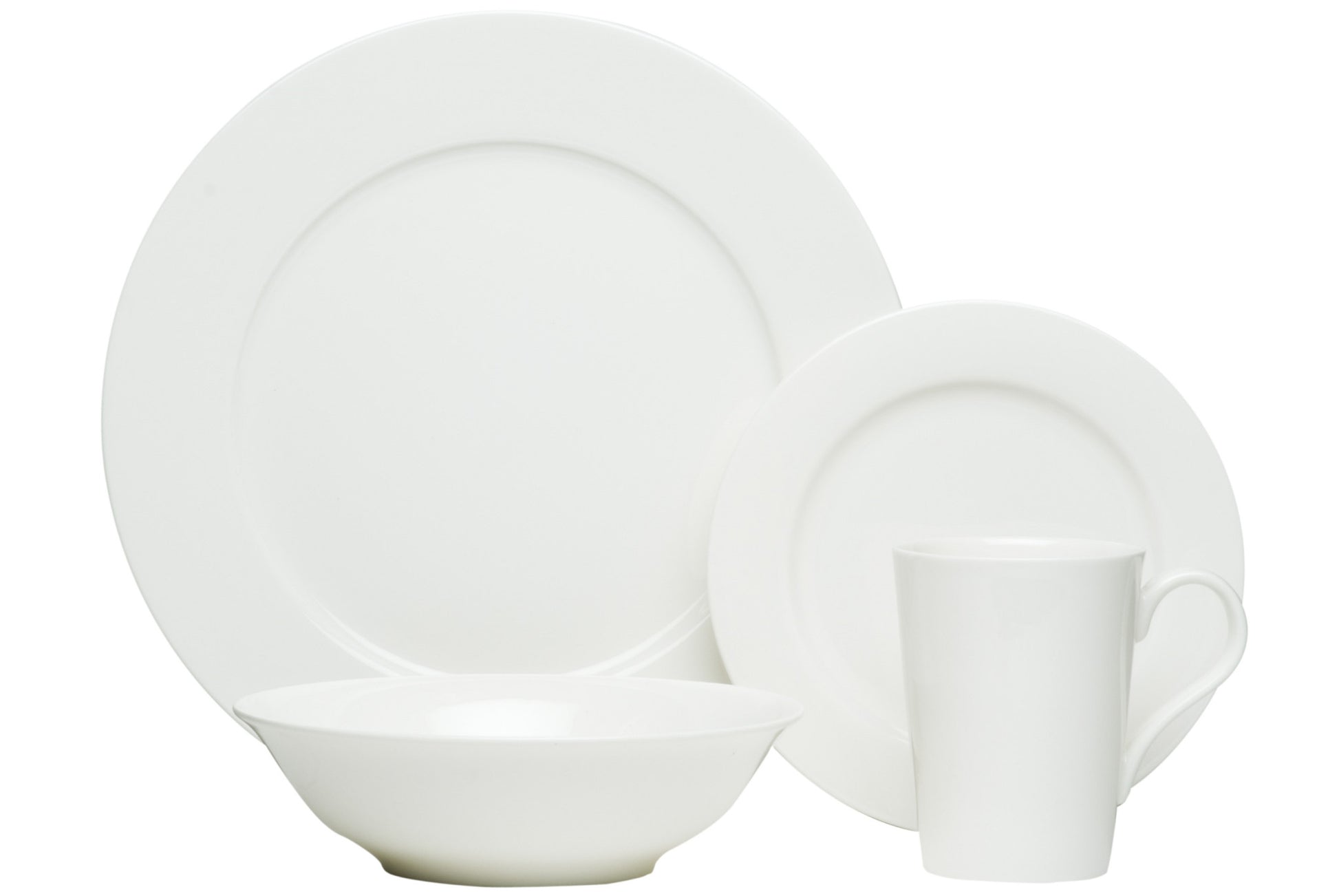 White Sixteen Piece Round Bone China Service For Four Dinnerware Set-2