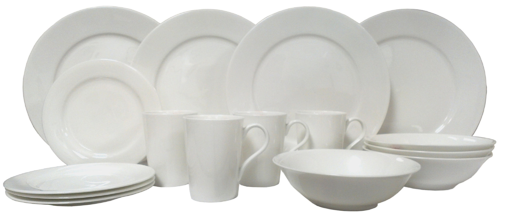 White Sixteen Piece Round Bone China Service For Four Dinnerware Set-1