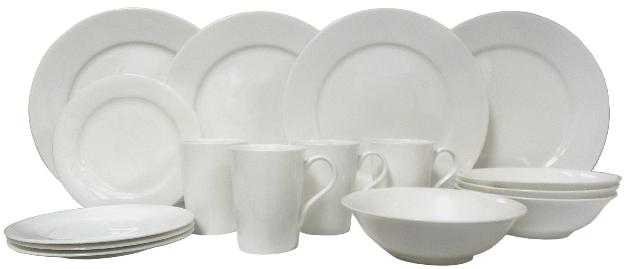White Sixteen Piece Round Bone China Service For Four Dinnerware Set-1